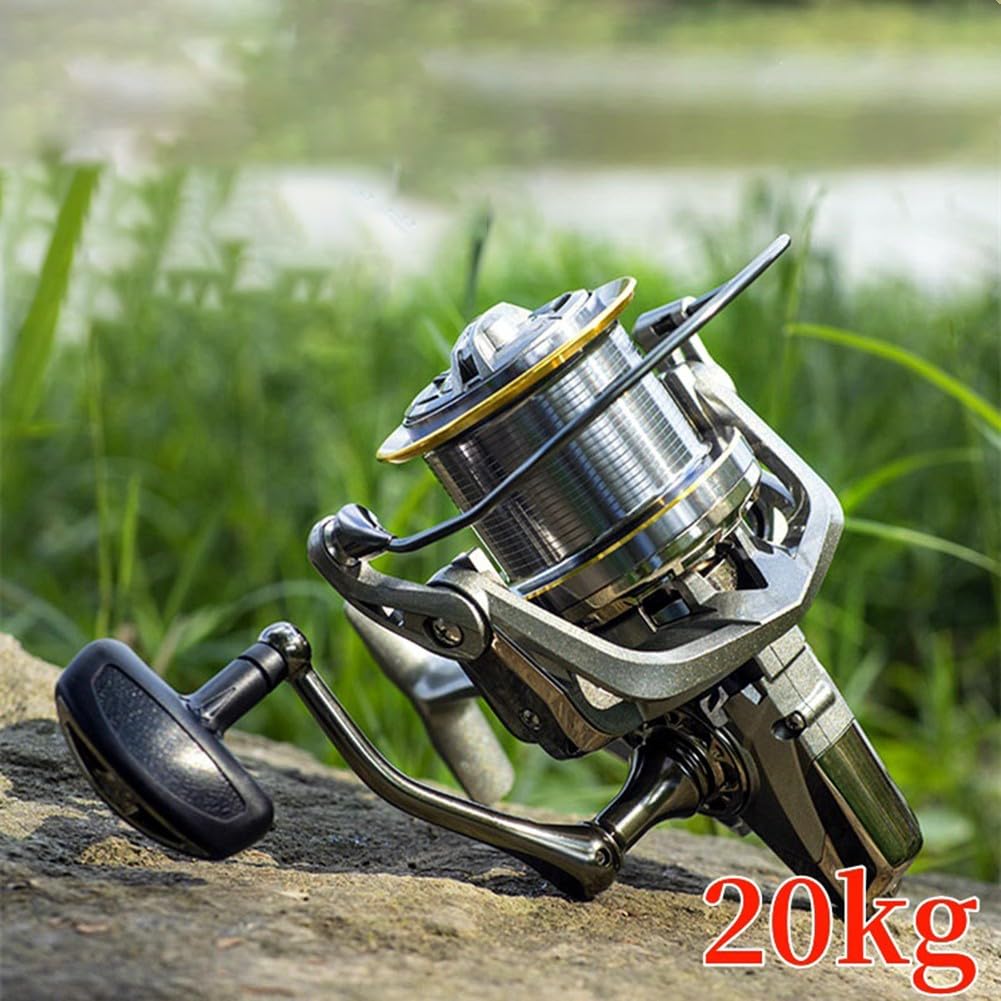 Mulinello da pesca 8000-14000, ruota lunga 17+1 cuscinetti, forza di scarico 20kg, bobina in lega di alluminio 4.8: 1 mulinello da pesca ad alta velocità