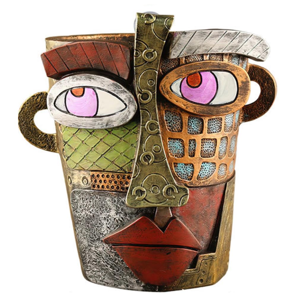 Handmade Brutalist Beauty Face Flower Pot Resin Funny Planters for Indoor Plants Abstract Beauty Face Potted Plant Container for Garden Decor