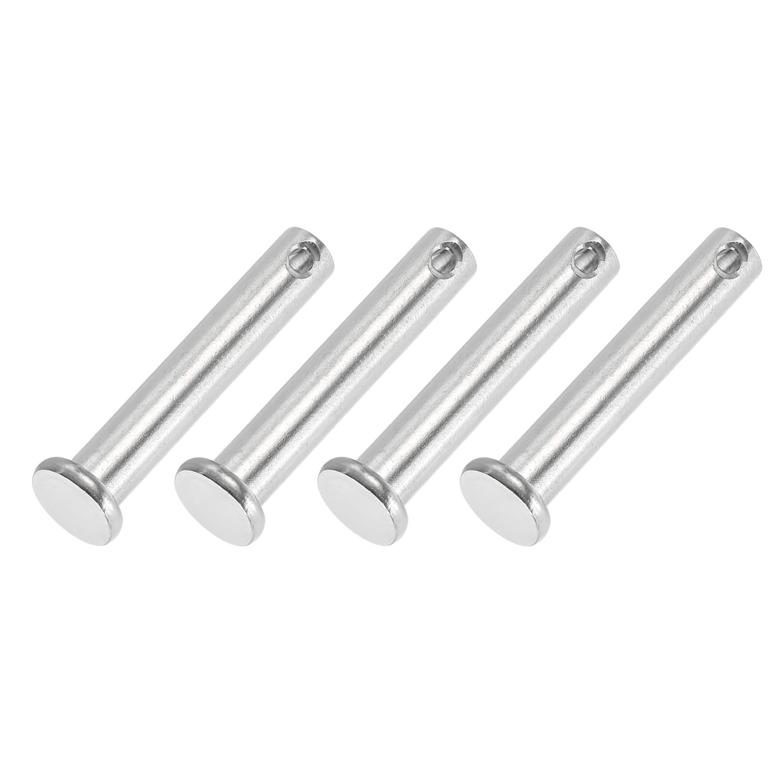 PATIKIL 8 x 45 Mm Single Hole Clevis Pins, 4 Pcs 304 Stainless Steel Flat Head Pin for Hitch Pin Lock Link Hinge Systems Silver