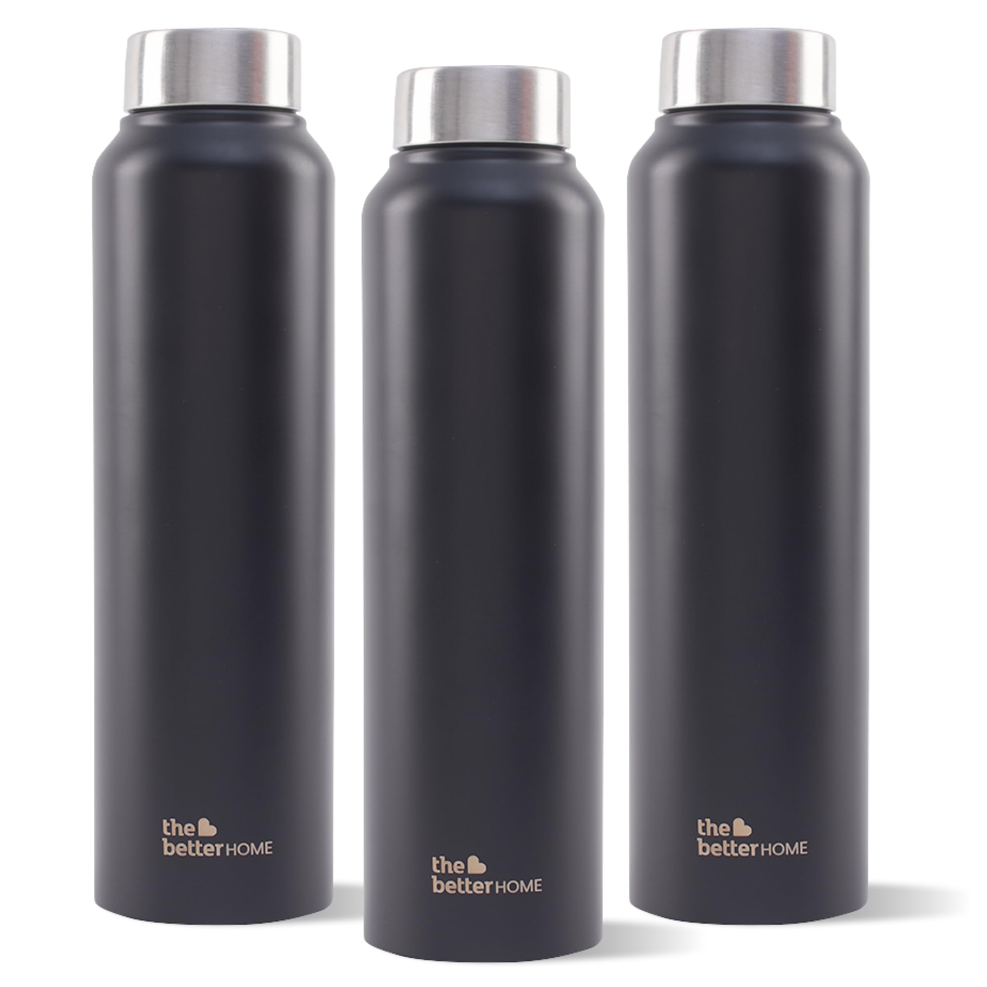 The Better Home 1000 Stainless Steel Water Bottle 1 Litre | Rust-Proof, Lightweight, Leak-Proof & Durable | Eco-Friendly, Non-Toxic & BPA Free Water Bottles 1+ Litre | Black (Pack of 1)