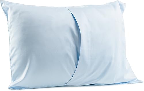 Miniatura 10 de 1 funda de almohada de viaje azul para niños pequeños, 100% algodón, funda de almohada de 400 hilos, se adapta tanto a almohadas de 13 x 18 pulgadas