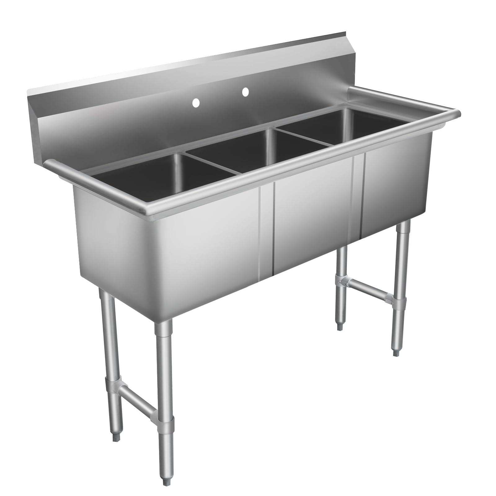 HARDURA Stainless Steel Kitchen Sink With 3 Compartments, Commercial Sink Freestanding NSF Certified Utility Basin 10