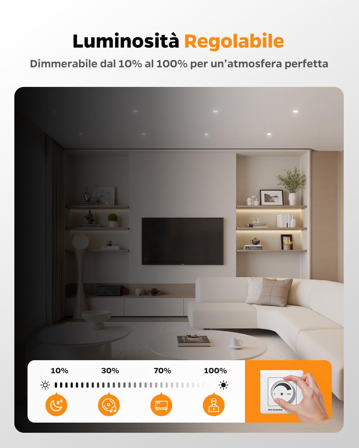 Faretti da Incasso per Cartongesso Dimmerabile, Faretto LED Interno Luce Calda Luce Naturale Luce Fredda, 4W Faretti LED Soffitto Incasso Cartongesso Foro 65-80mm per Bagno Cucina, Set di 12