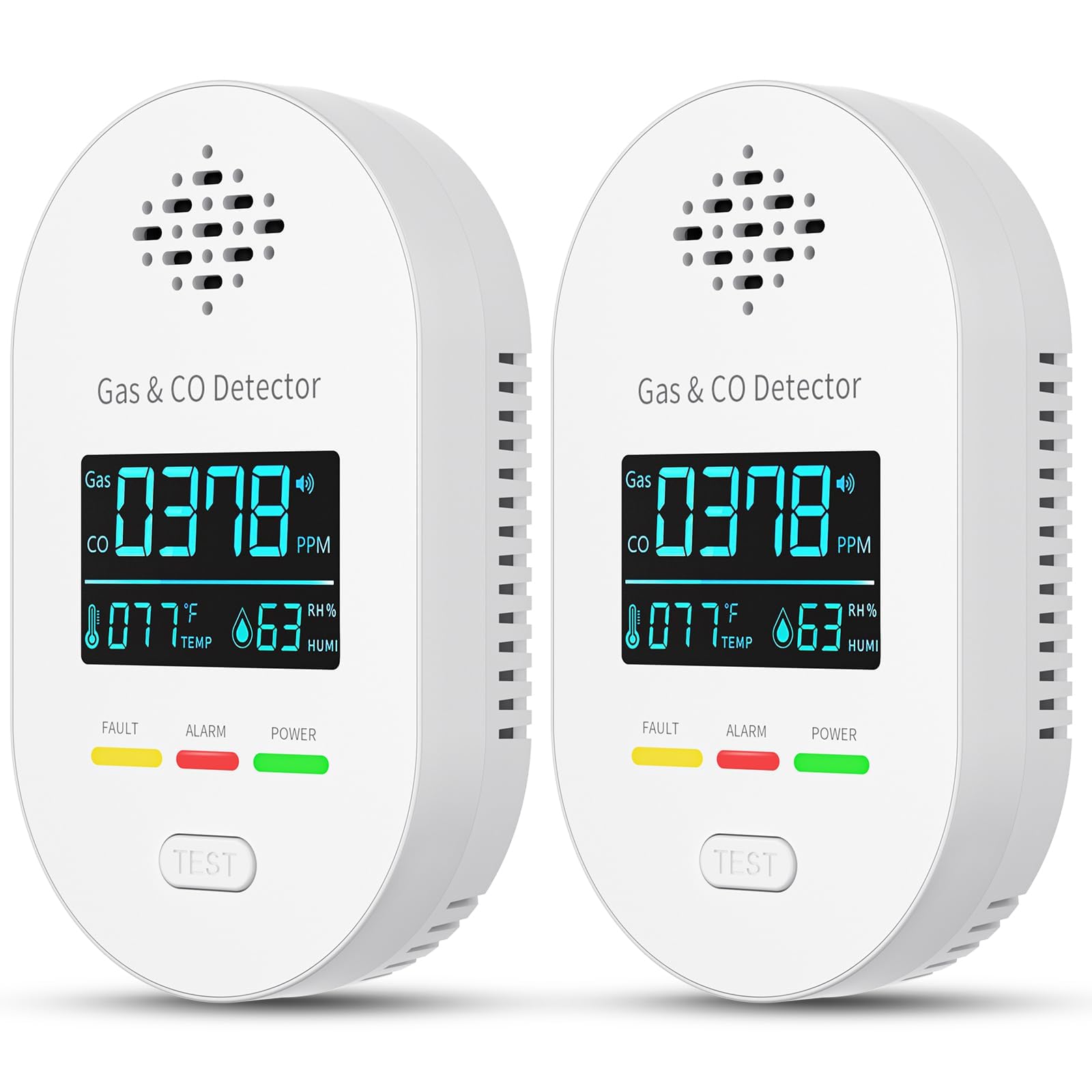 4 in1 Gas- und CO-Melder mit Stecker für Haus, Kohlenmonoxidmelder CO-Warnmelder Zuhause, Gasmelder Brenngaswarnmelder Gasleckmelder für Erdgas LPG Methan Propan Butan (2, Weiß)