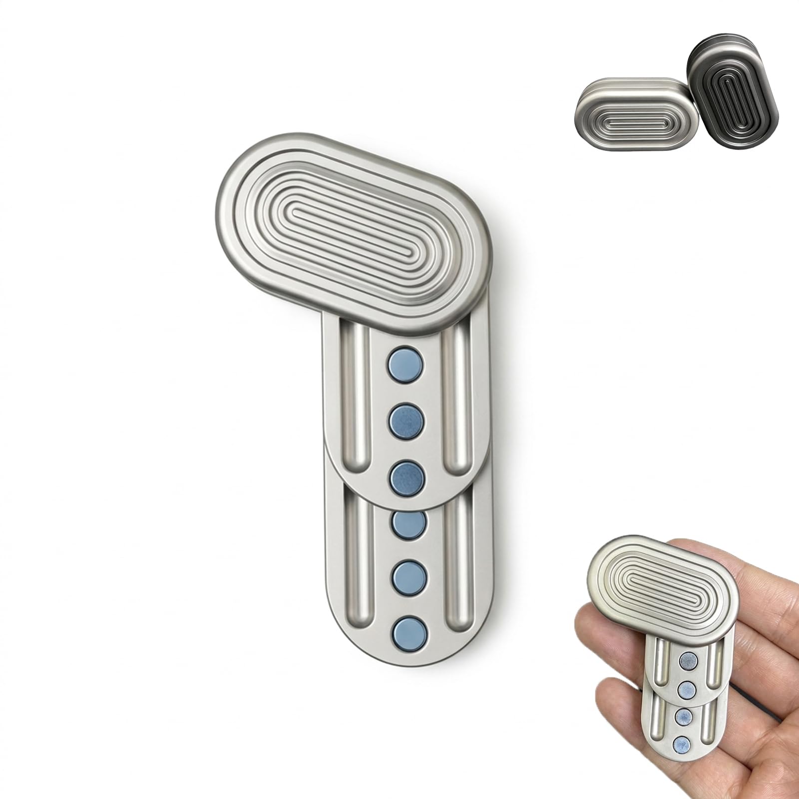 Magnetic Slider Haptic Fidget Toy Zinc Alloy Multi Layer Mode Tactile Stress Reliever Ease Anxiety Unwind Breaks Provides ADHD & Adults & Teens (Champagne)