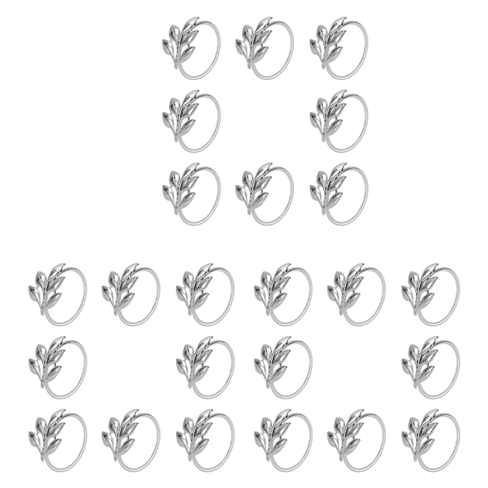Fegtrty 24PCS Leaf Napkin Rings Metal Silver Napkin Holder Table Napkin Rings for Dinning Table Parties Everyday