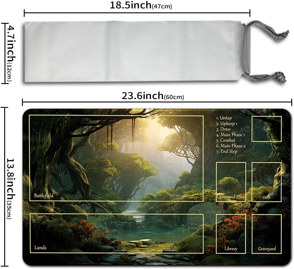 Board Game Pad MTG Playmat + Free Waterproof Bag, TCG Solitaire Table Game Pad Size 24 x 14 in, Mouse Mat Compatible with MTG TCG