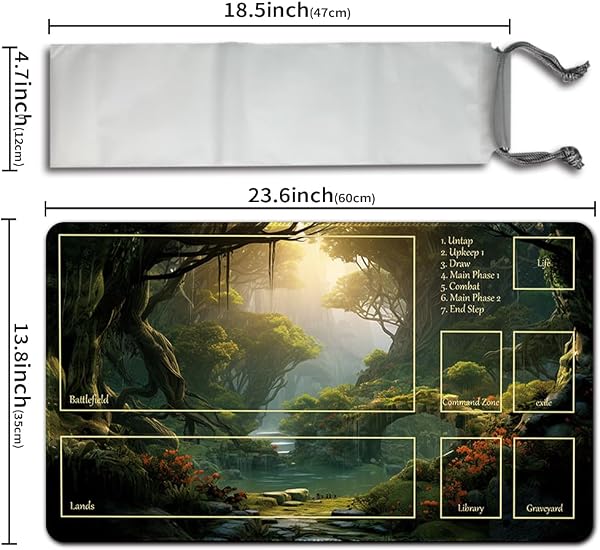 MPLR BOARD GAME Juego de mesa MTG Alfombrillas de juego + bolsa impermeable gratuita, bordes cosidos, superficie de goma lisa, alfombrilla de juego MTG con zonas (una alfombrilla original de Black - 3
