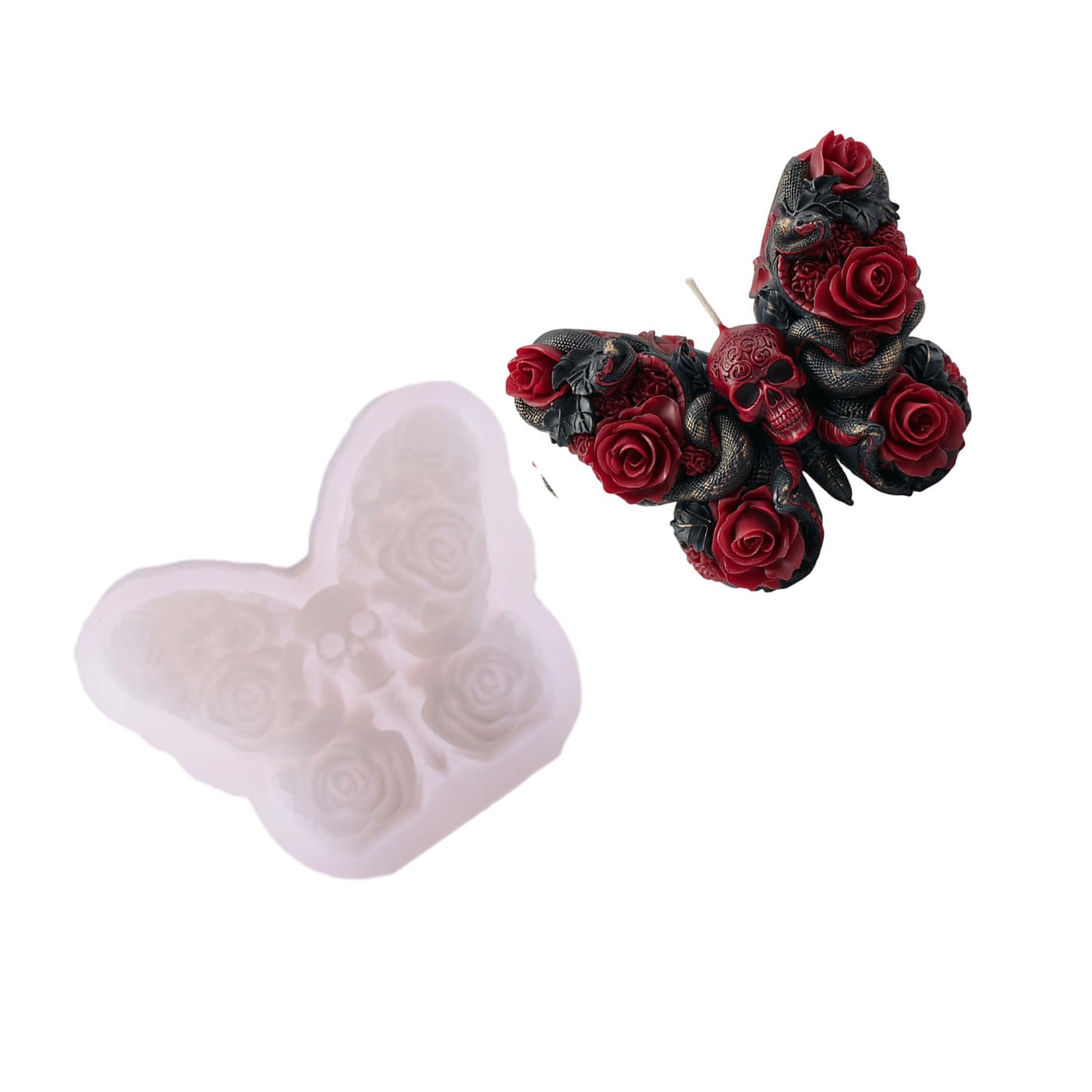 Jazuaiao Halloween Mold for Making, Silicone Candled Rose Skull Epoxy Resin Casting Diys Craft, Soap Aromatherapys