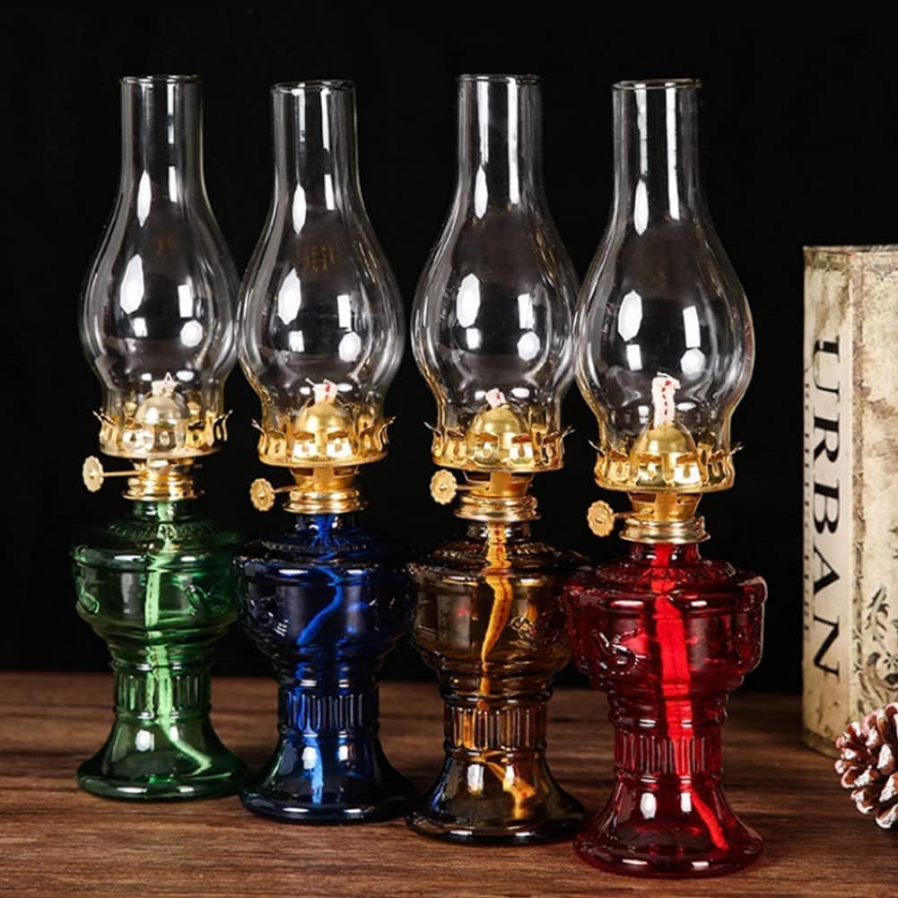 Transparente Glas-Öllampe, Vintage-Kerosinlampe mit Dochten, Hurrikan-Lampe, Camping-Zeltlampe, Notbeleuchtung, Laterne