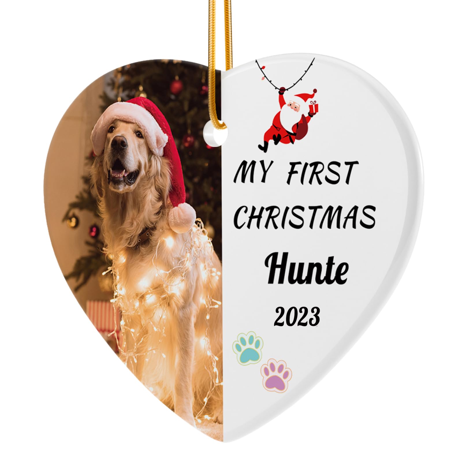Personalized Dog First Christmas Ornament - Custom Pet Photo Ornament 2024 for Your Fur Baby, Customized Dog Ornament, New Puppys 1st Xmas Tree