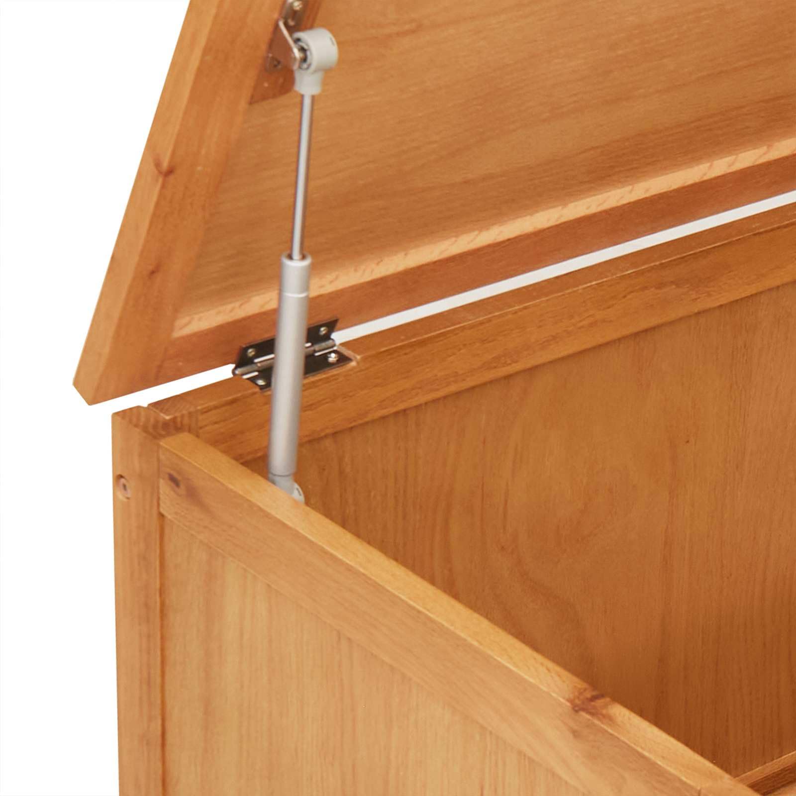 Générique Aufbewahrungsbox aus Holz und massiver Eiche, Flip-Top-Deckel mit Gashalterung, großer Platz für Decken und Kleidung, rustikaler industrieller Stil für Wohnzimmer