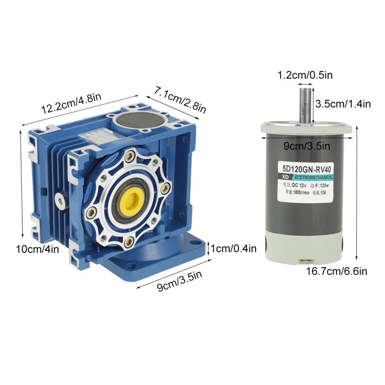 RV40 Schneckengetriebemotor 12 V/24 V 120 W RV40 Geschwindigkeit einstellbar CW/CCW mit Selbsthemmung für Garagentor(21,24V)