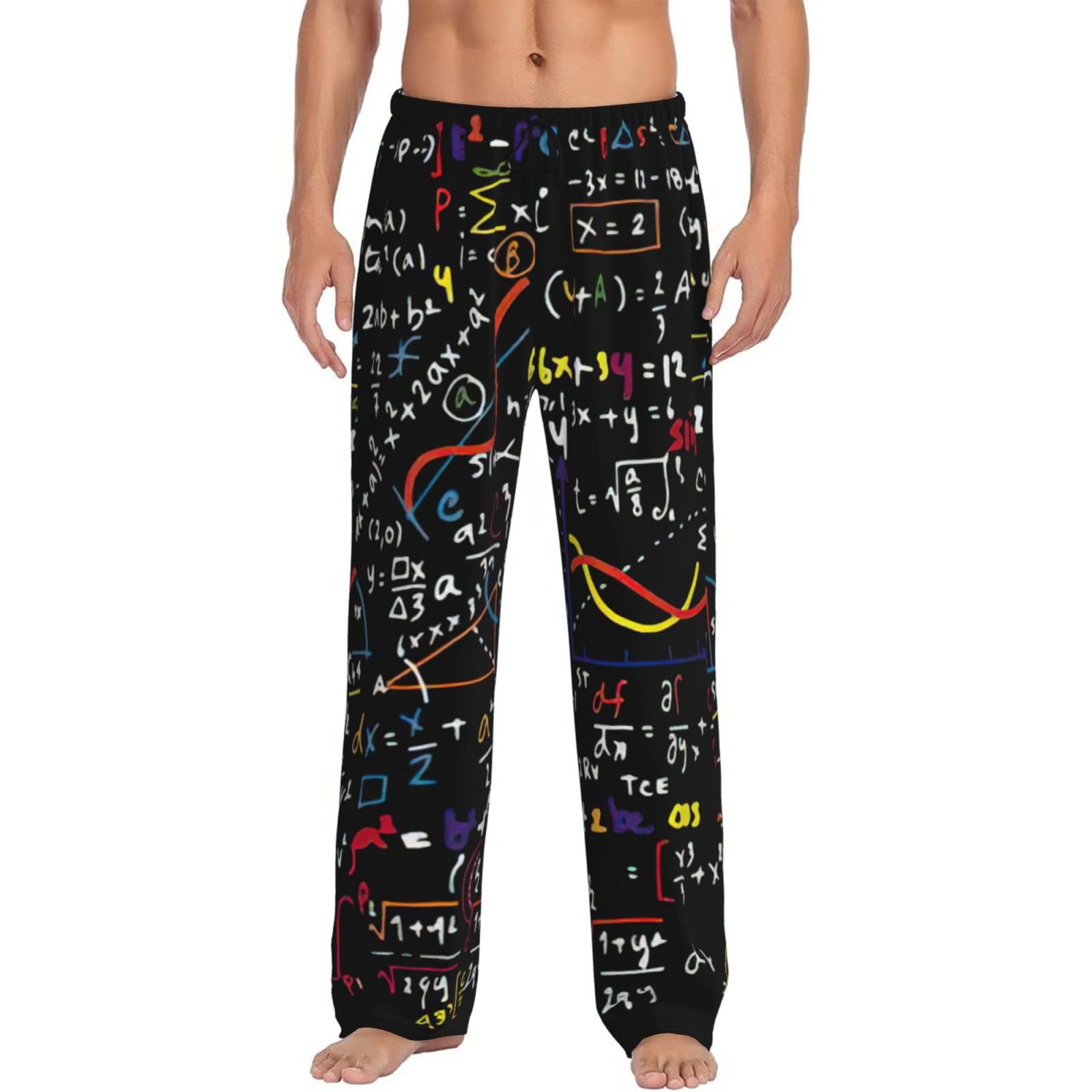 Kapptyy Men's Black Math Formula Pj Pajama Pants Bottoms Lounge Sleepwear Pjs With Pockets And Drawstring