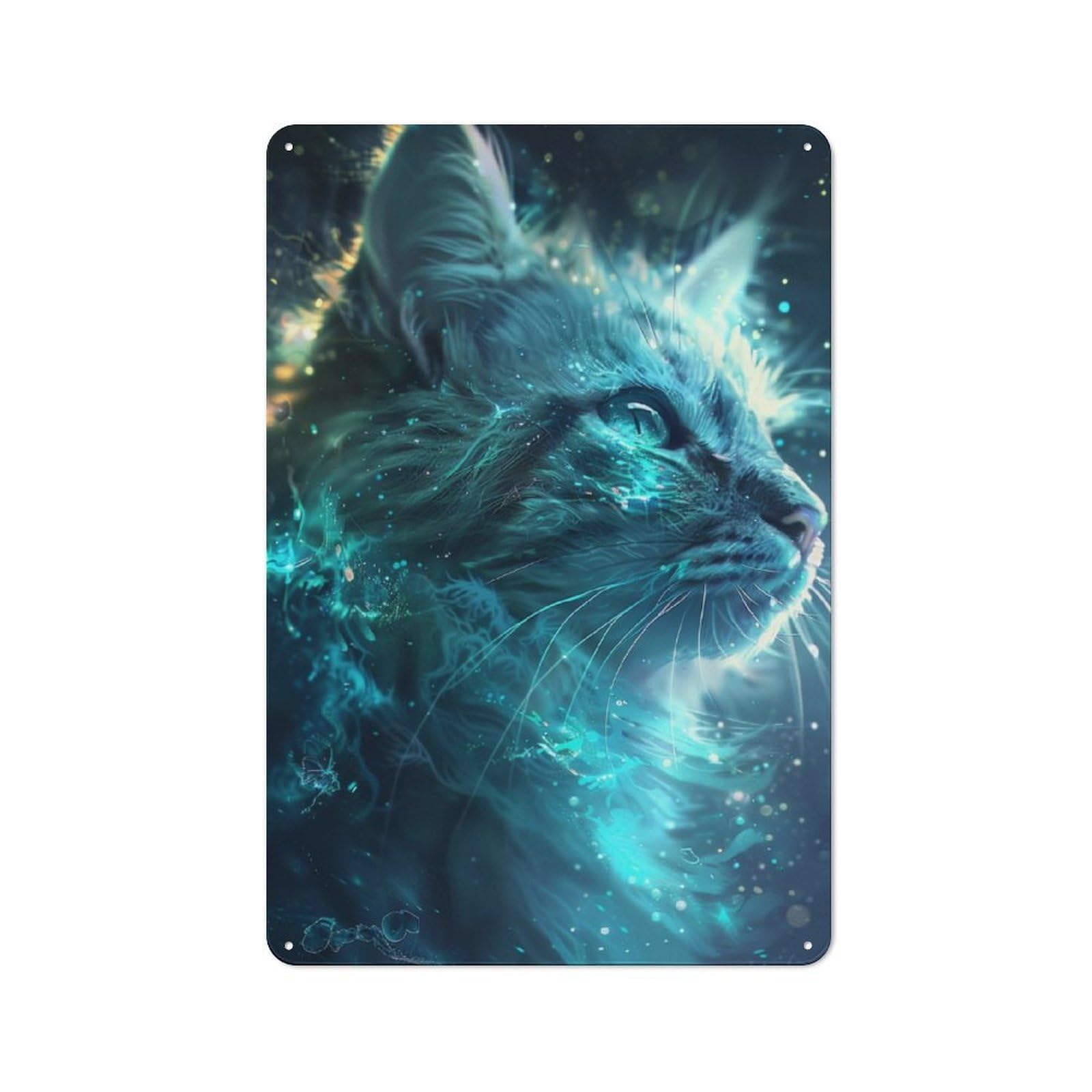 Junmoney Cat Portrait Tin Wall Plaque 30X20cm With For Living Room Wall, Gift For Feature Wall Decorators During The Christmas Season