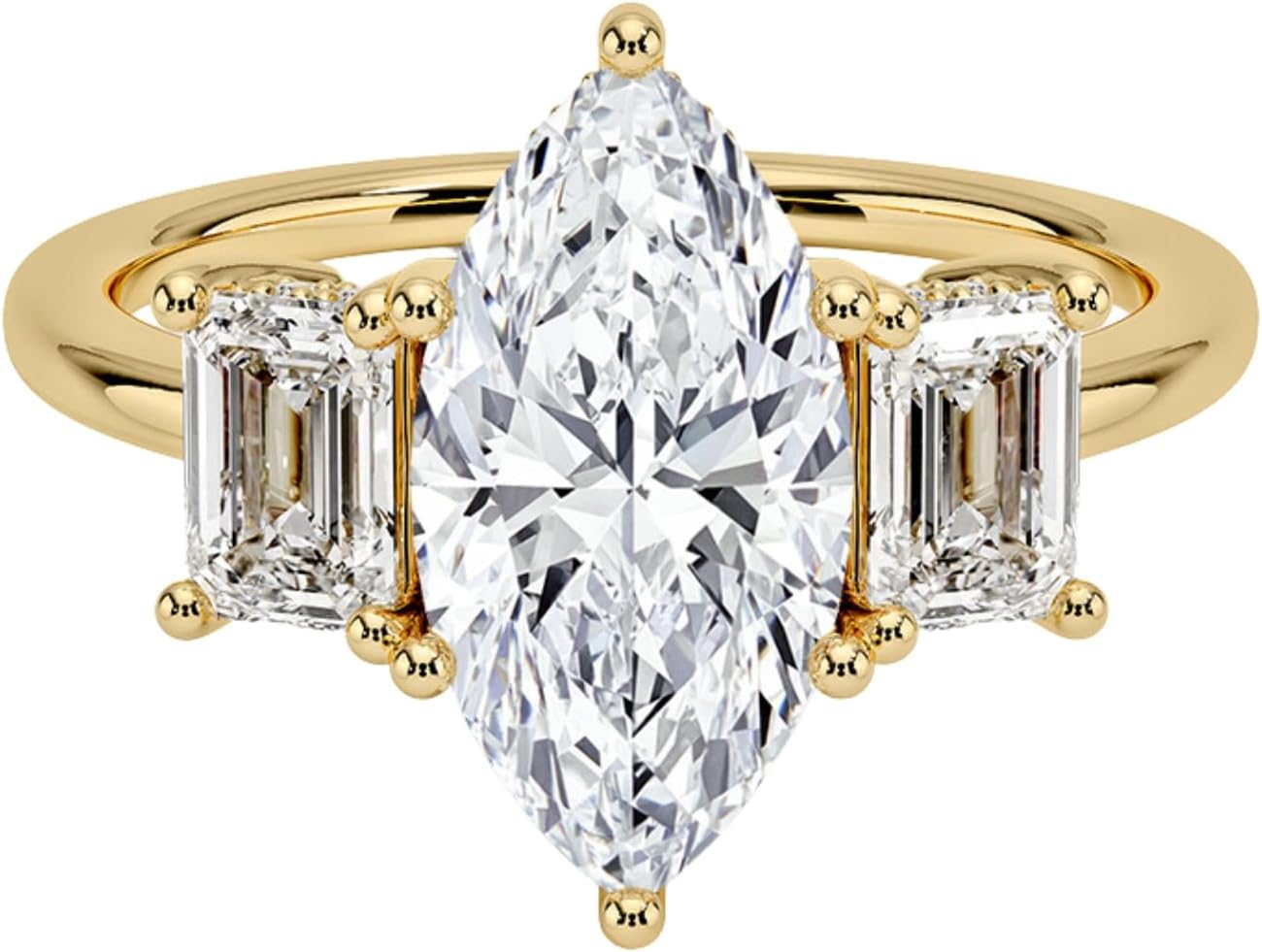 1-3 CT Marquise Cut IGI Certified Lab Grown Diamond Ring 10K 14K 18K Solid Gold Emerald Three Stone Lab Grown Diamond Engagement Ring Christmas gift for Women (E-F Color, VVS2 Clarity)