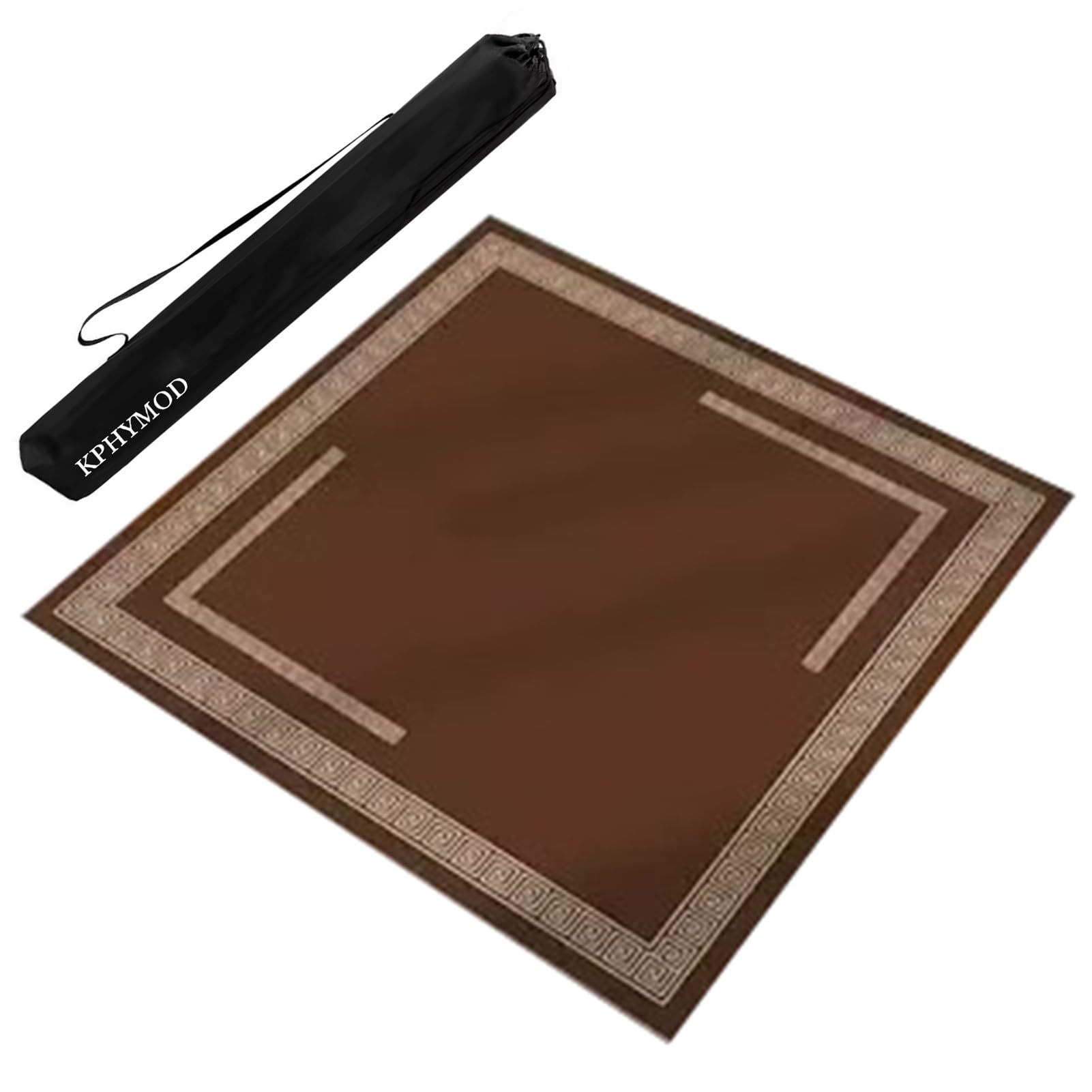 KPHYMOD Square Mahjong Mat With Carrying Bag, Anti Slip Noise Reduction Poker Home Party Game Table Cover(Brown,37.4x37.4in)