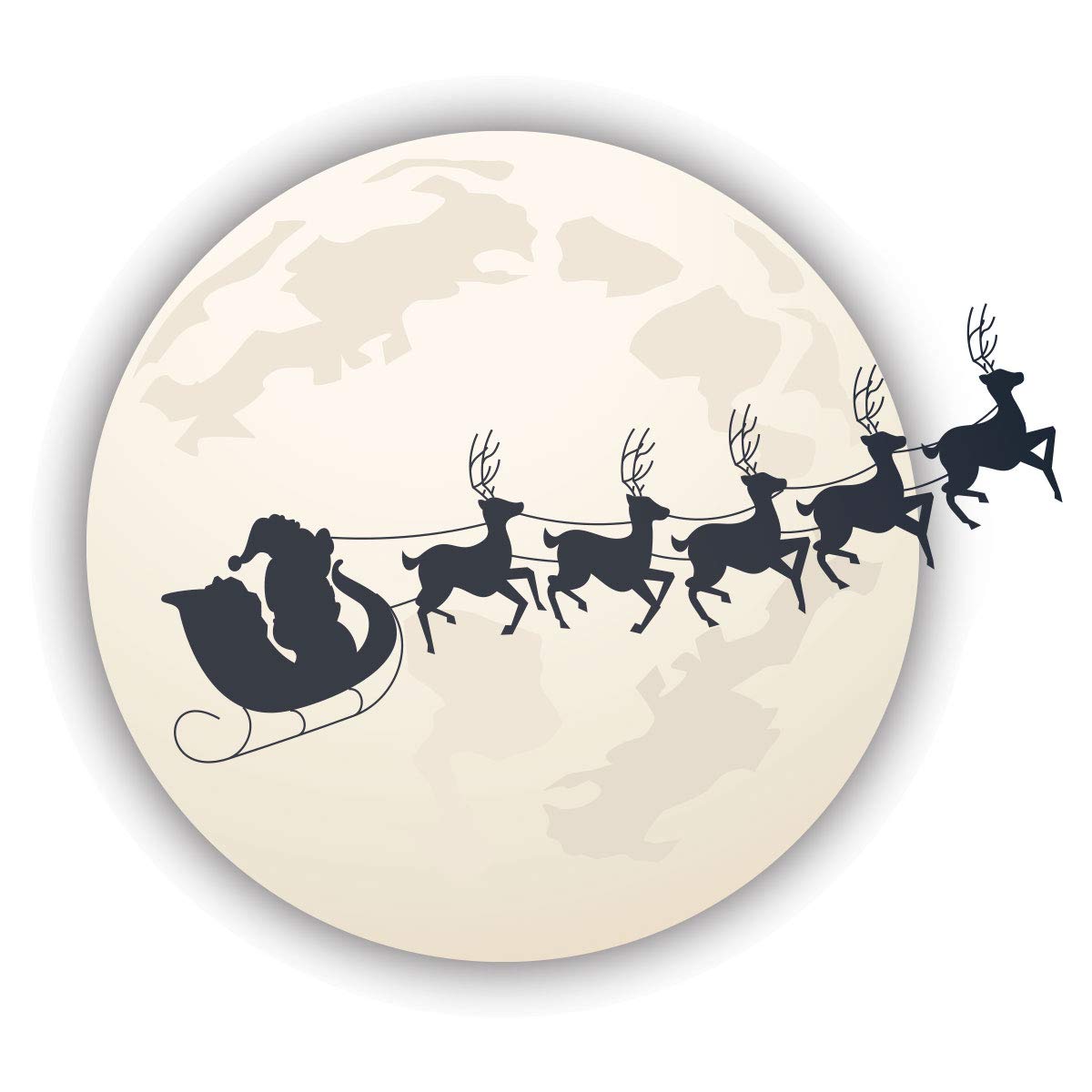 Ambiance - Adhesivo decorativo para Navidad, 50 x 55 cm, para decoración navideña, para dormitorio, salón, Papá Noel a la luz de la luna, 50 x 55 cm