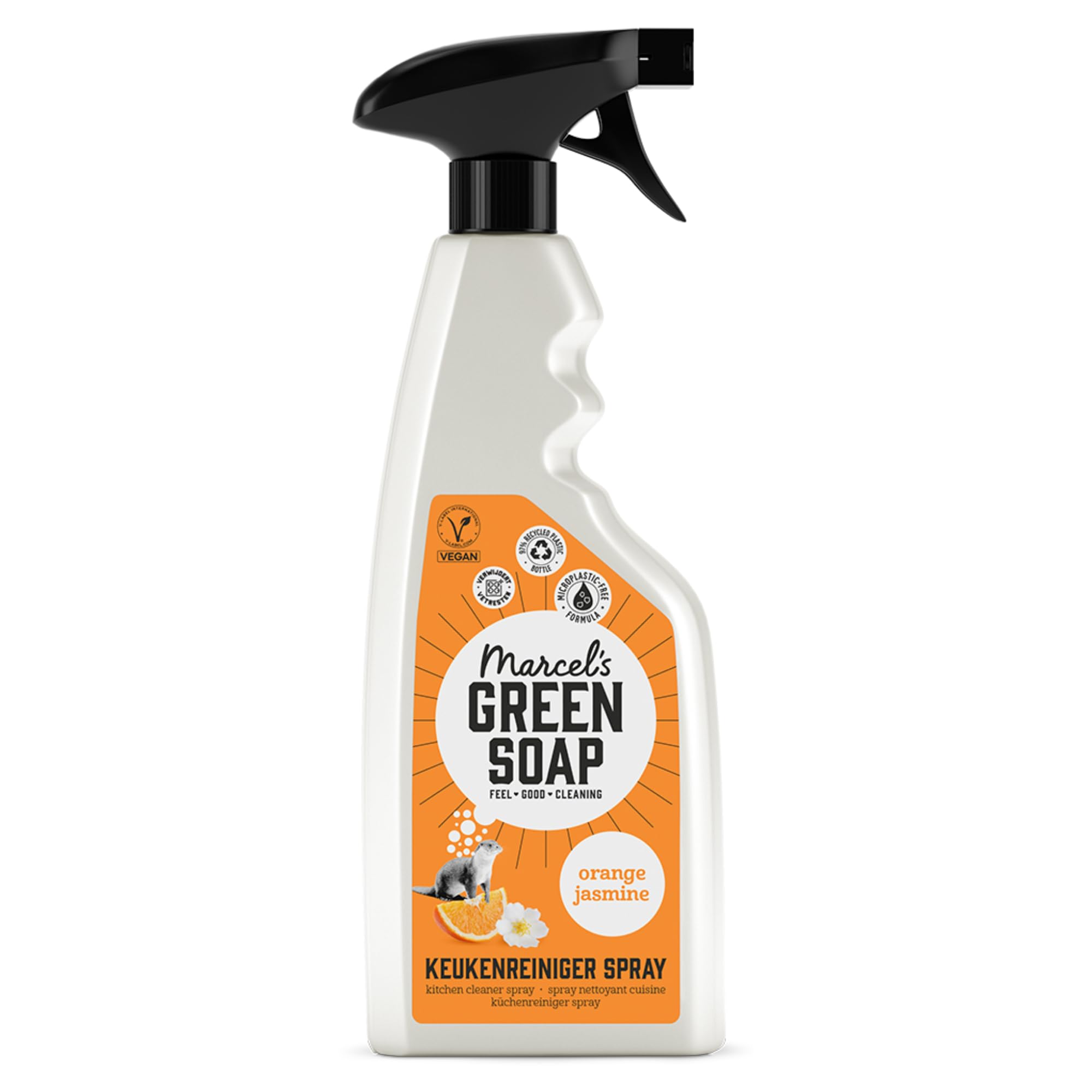 Marcel's Green Soap - Kitchen Cleaner Spray Orange & Jasmine - Degreaser Spray - Removes stubborn grease stains - Microplastic-free formula - Vegan - 500 ml