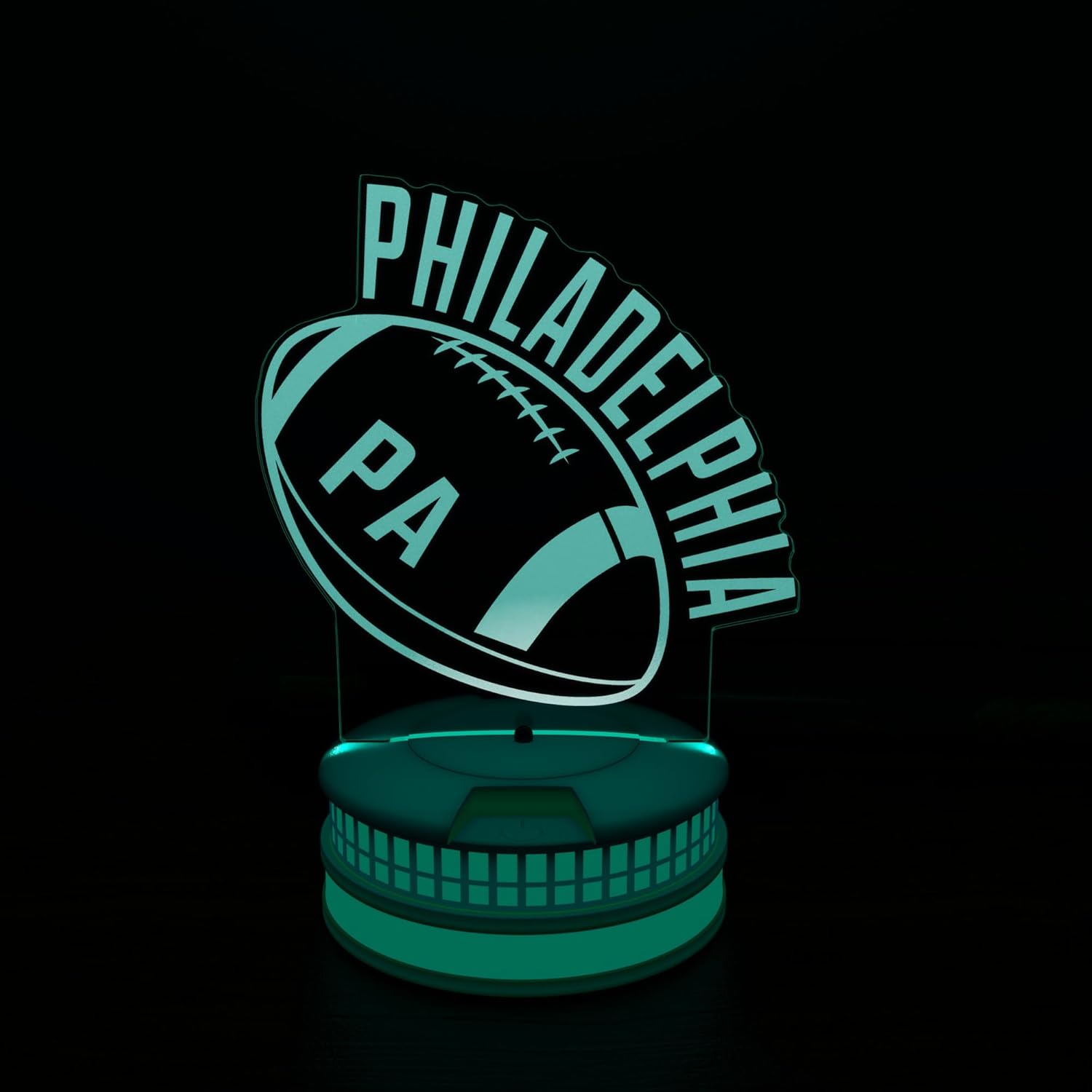 CLORURBANLIVE 3D Football Philadelphia Night Light 3D Illusion Lamp with Remote Control 16 Color Options Sports Decor Lighting for Fans (Philadelphia Multicoloured)