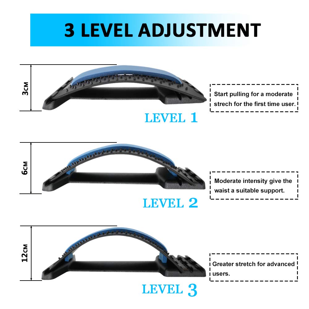 Rückendehner Back Massagegerät Bahre Ausrüstung Massage Werkzeuge Lendenwirbelstütze Entspannungssäule Schmerzlinderung Rückenstrecker Rückendehner(Blue Black)