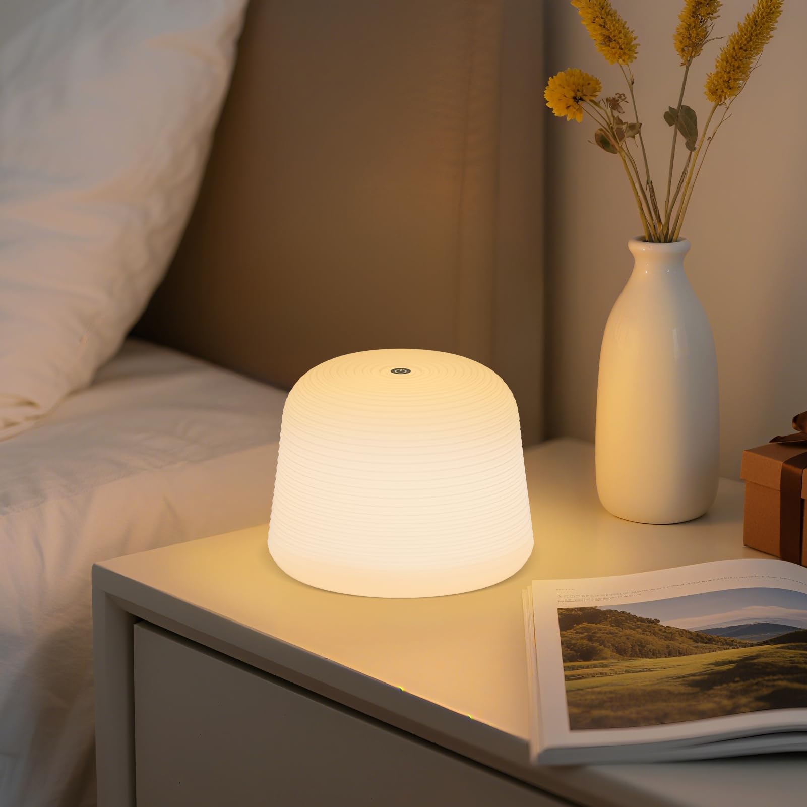 2 Stück 3-in-1 LED Tischlampe Kabellos, Mini Dimmbare Nachttischlampe Mit Touch, USB Aufladbar Mit Akku, 3 Stufen Warmlicht Mit Speicherfunktion, Schutzart IP44, Für Indoor Und Outdoor