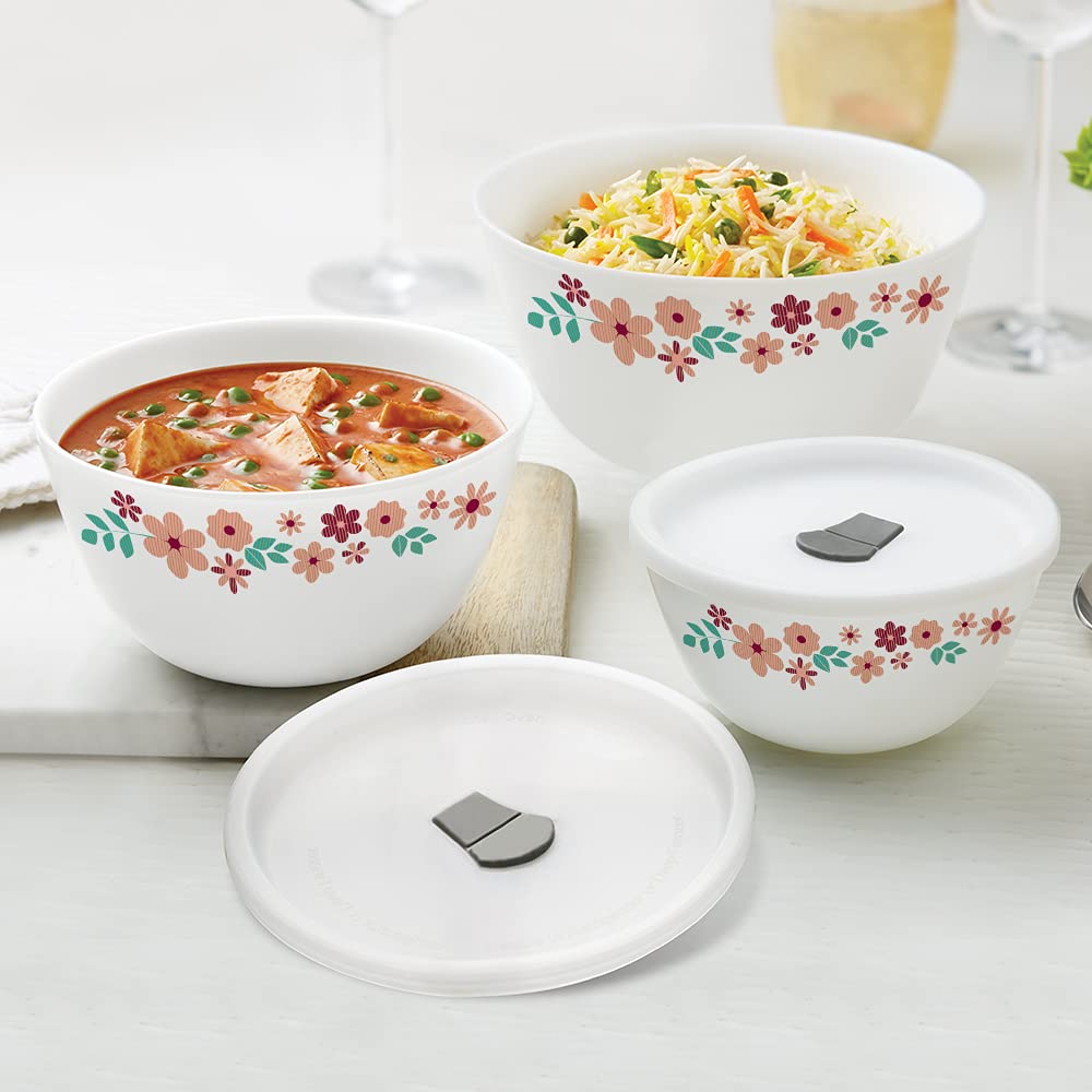 Larah by BOROSIL Ayana Opalware Solid Microwave Safe Mixing and Serving