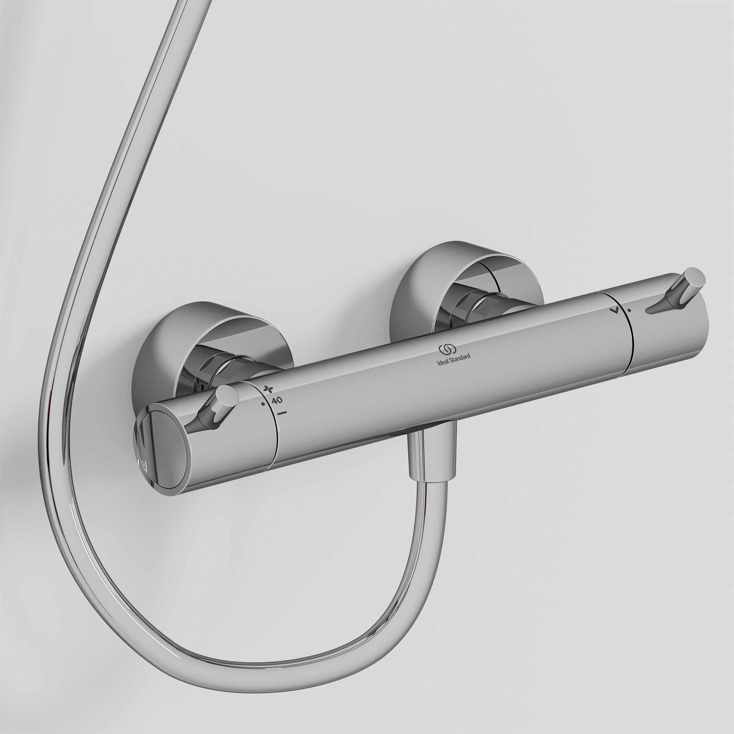 Ideal Standard A7587AA Ceratherm T125 Brausethermostat Aufputz, Dusche Duscharmatur Duschthermostat, Chrom