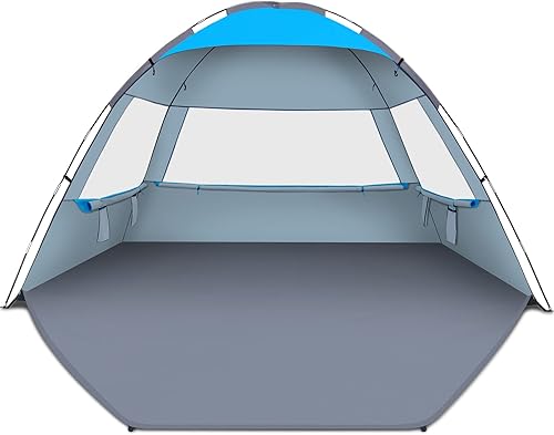 Vista 10 de Gorich - Tienda de campaña de playa con refugio solar para 3/4-5/6-7/8-10 personas con protección UV UPF 50+, toldo de playa ligero y fácil