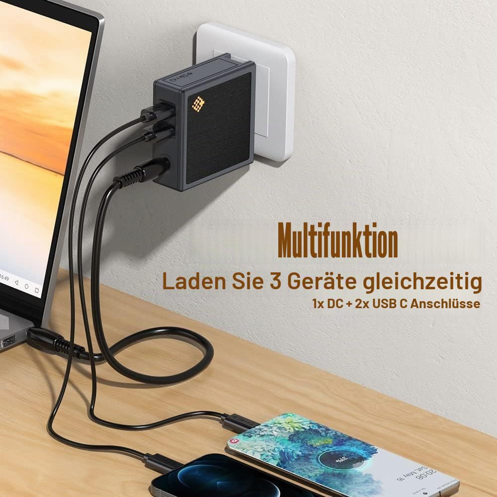 SlimQ 150W GaN Laptop-Ladegerät, DC + USB-C, für Dell Lenovo HP