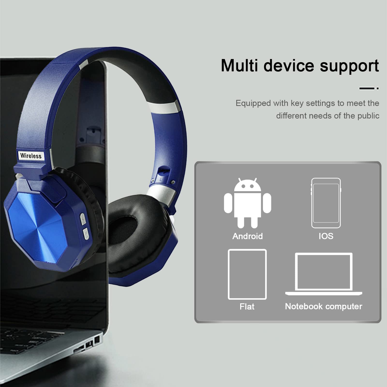 Słuchawki stereofoniczne nauszne, bezprzewodowe zestawy słuchawkowe Bluetooth, składane zestawy słuchawkowe bezprzewodowe i przewodowe z miękkimi nausznikami z białkami pamięci, do telefonów komórkowy