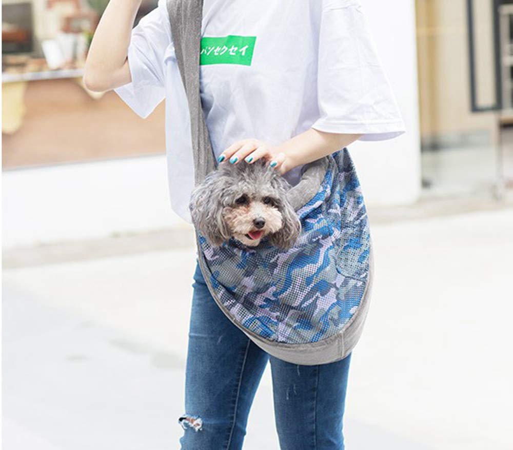 PETEMOO Pet Carrier, Hand Free Sling Adjustable Padded Strap Tote Bag Breathable Cotton Shoulder Bag Front Pocket Safety Belt Carrying Small Dog Cat Puppy
