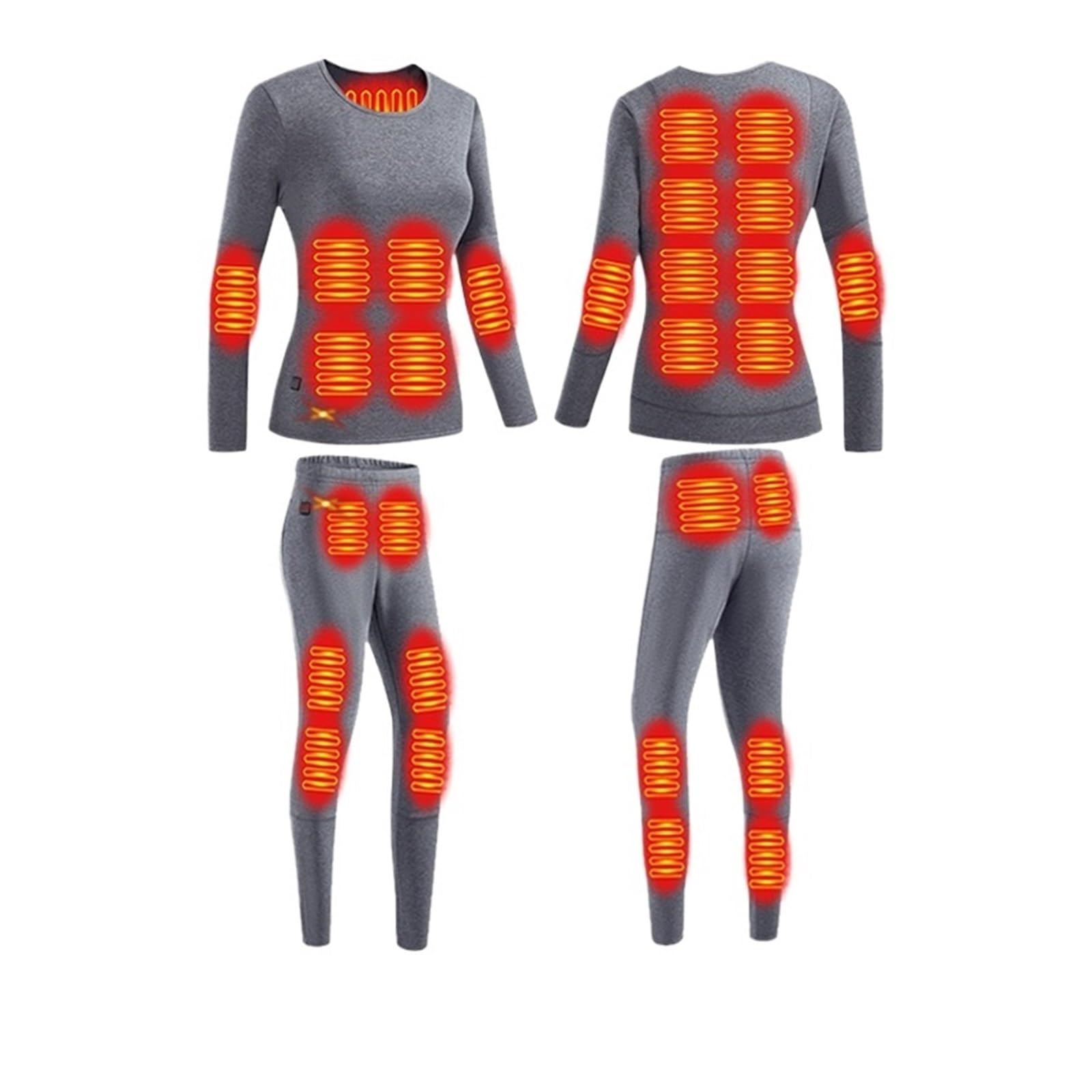 Elektrycznie podgrzewana bielizna, Męska/kobieca podgrzewana bielizna termoaktywna Electrothermal Top & Bottom Washable Elektryczna bielizna termoaktywna z 3-stopniową regulacją temperatury(Women's su