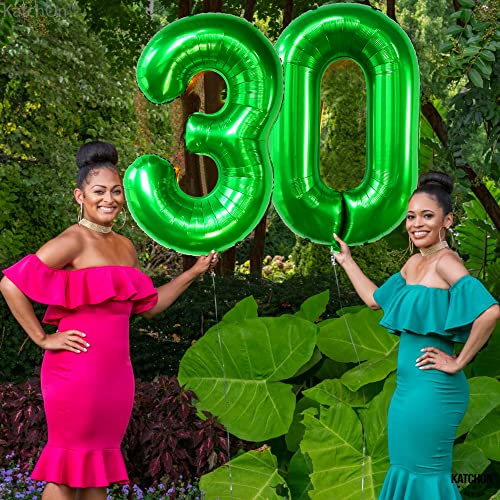 Image of KatchOn Dark Green 0 Number Balloons 40 Inch | 0 Digit Balloon, Number 0 Balloons, Dark Green 0 balloon for Jungle Theme Party Decoration