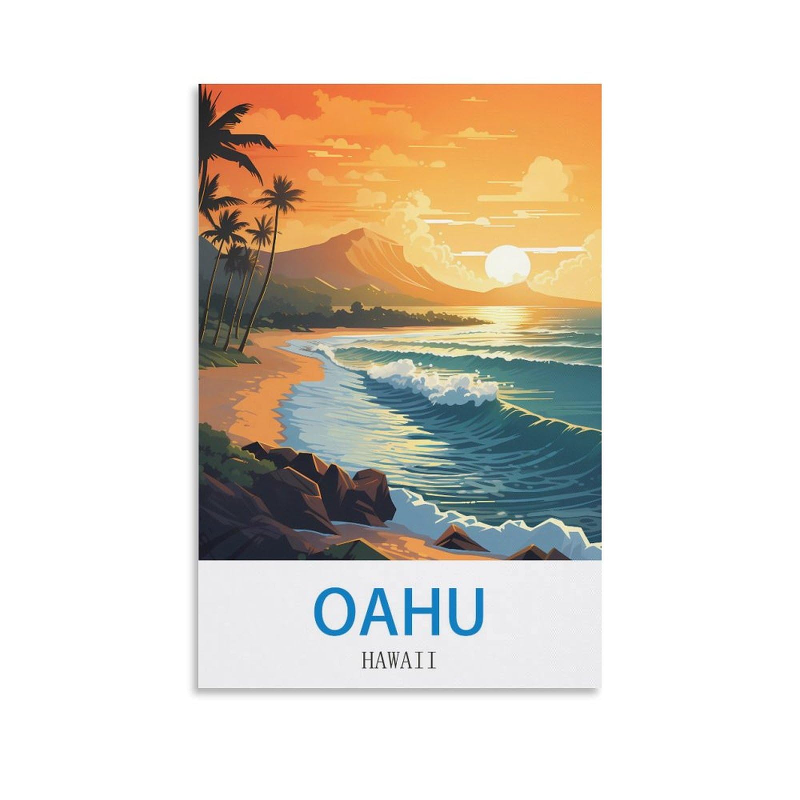 EZMLFA 5D Diamond Art Kits Adults,Oahu Hawaii,Round Dots Diamond DIY Kits Pictures for Wall Decor Home Office Decoration 30x40cm
