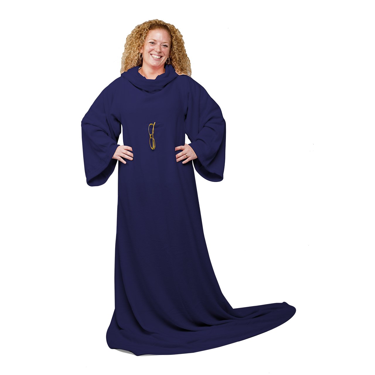 Snug Rug Cosy, couverture en molleton avec des manches et une poche poche pratique - Bleu marine