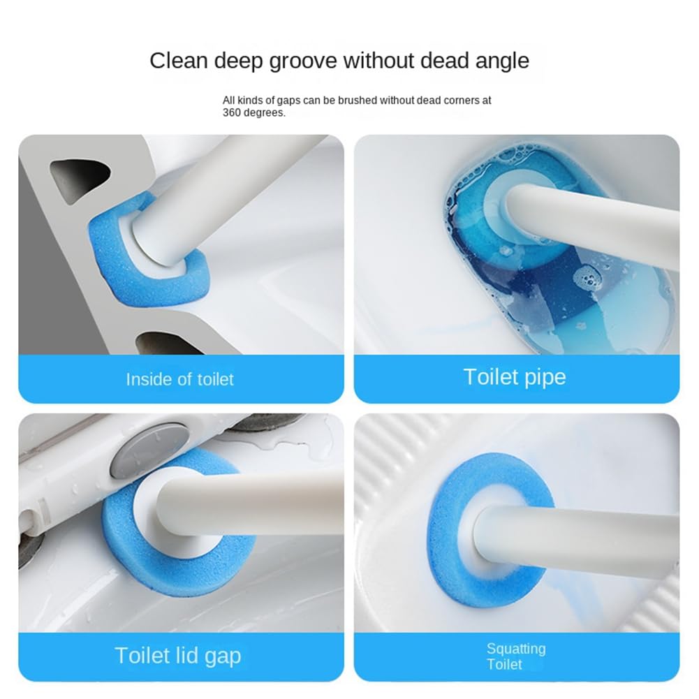Juego de 48 recambios de cepillo de inodoro desechables sin ángulo muerto esponjas de limpieza de espuma cabezales cepillo de inodoro accesorios de baño