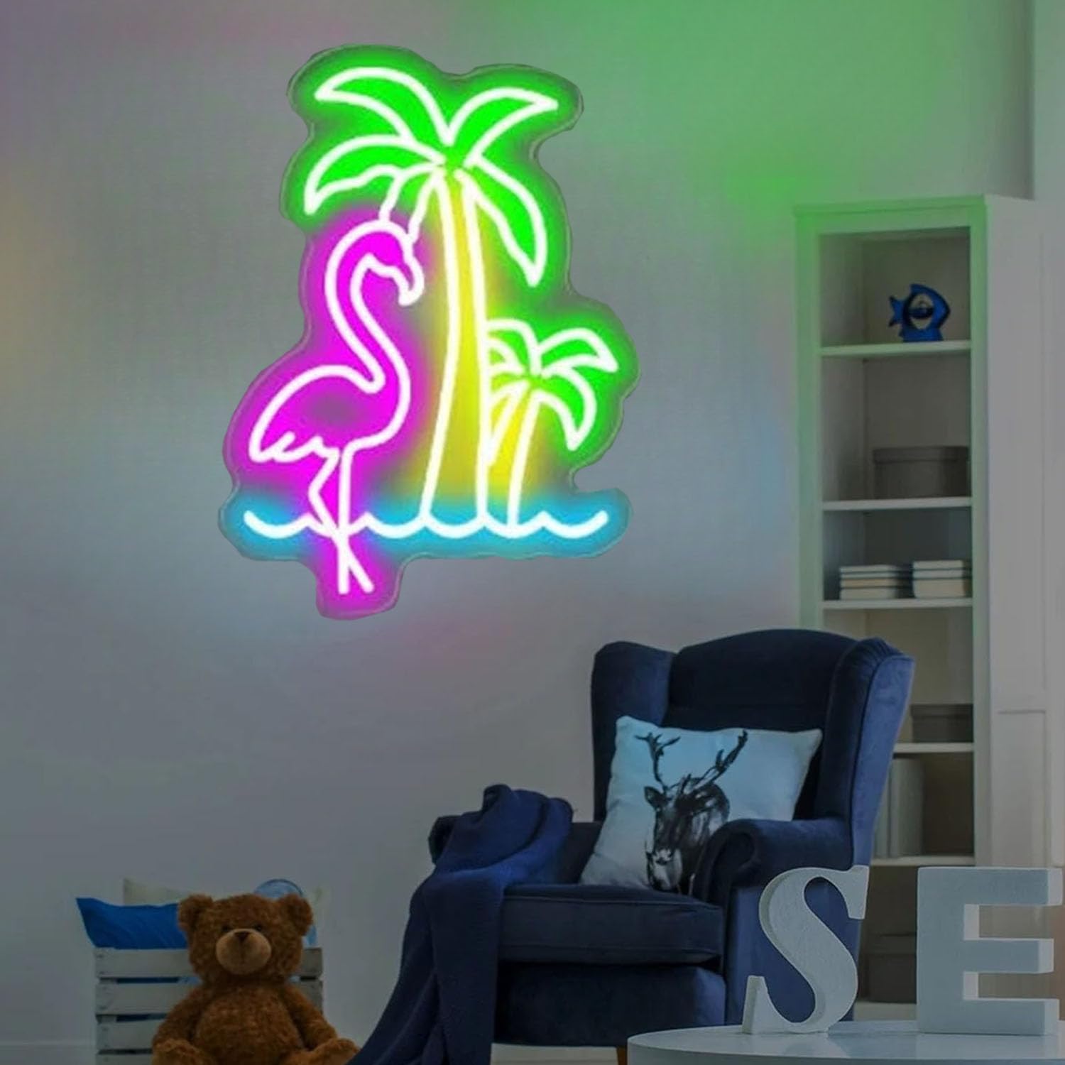 Waterproof Flamingo Palm Tree Neon Sign, Outdoor Oasis Sign, Pool Bar Decor, Poolside Paradise Sign, Tropical Neon Sign, Flamingo Decor - Image 4
