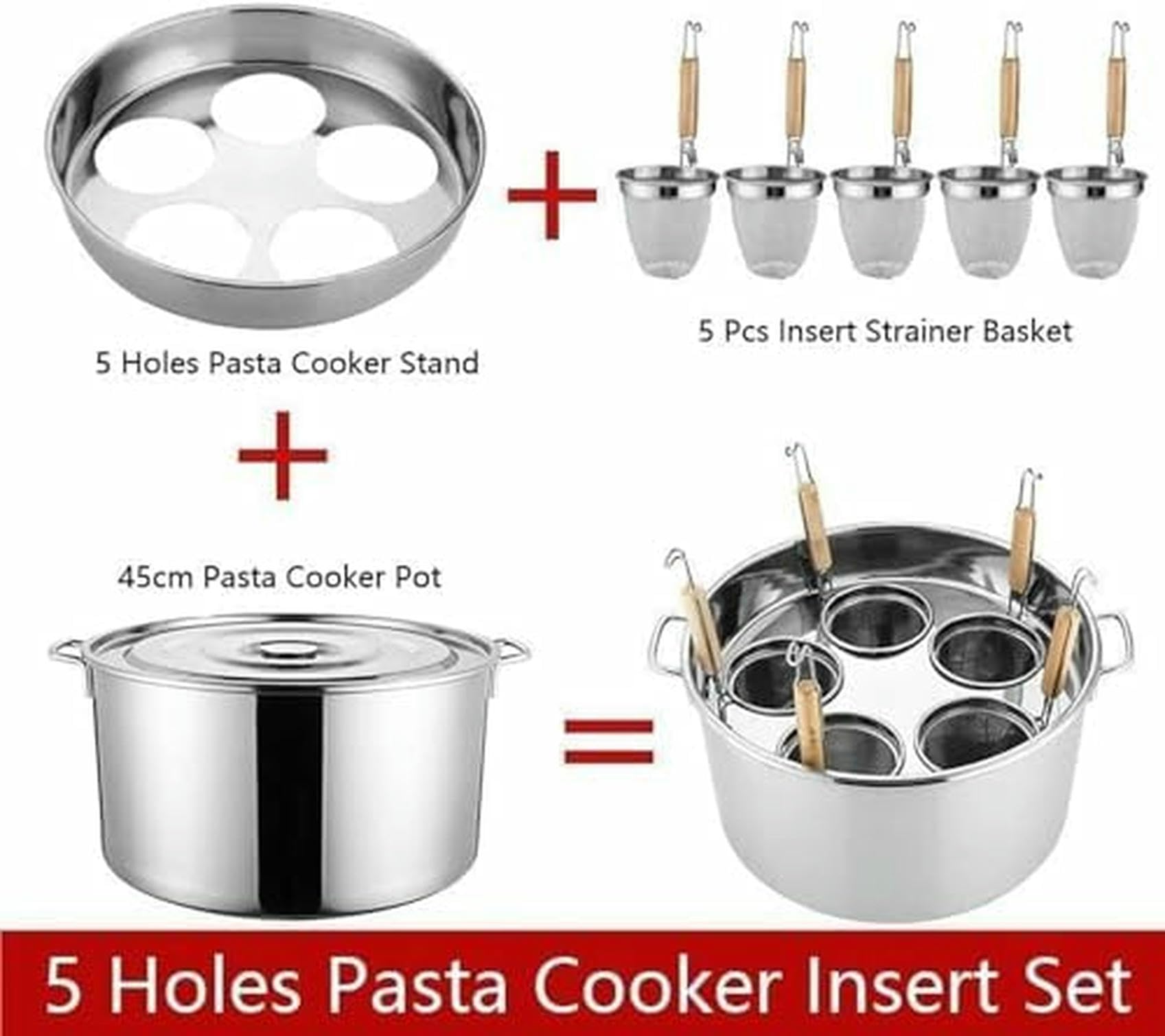 Pentola per zuppa Multifunzionale con colino, utensile per Cucinare la Pasta con cestelli per colino, pentole per Pasta, pentola per Pasta, cuocipasta in Acciaio Inox, Set per cuocere la PAS~/
