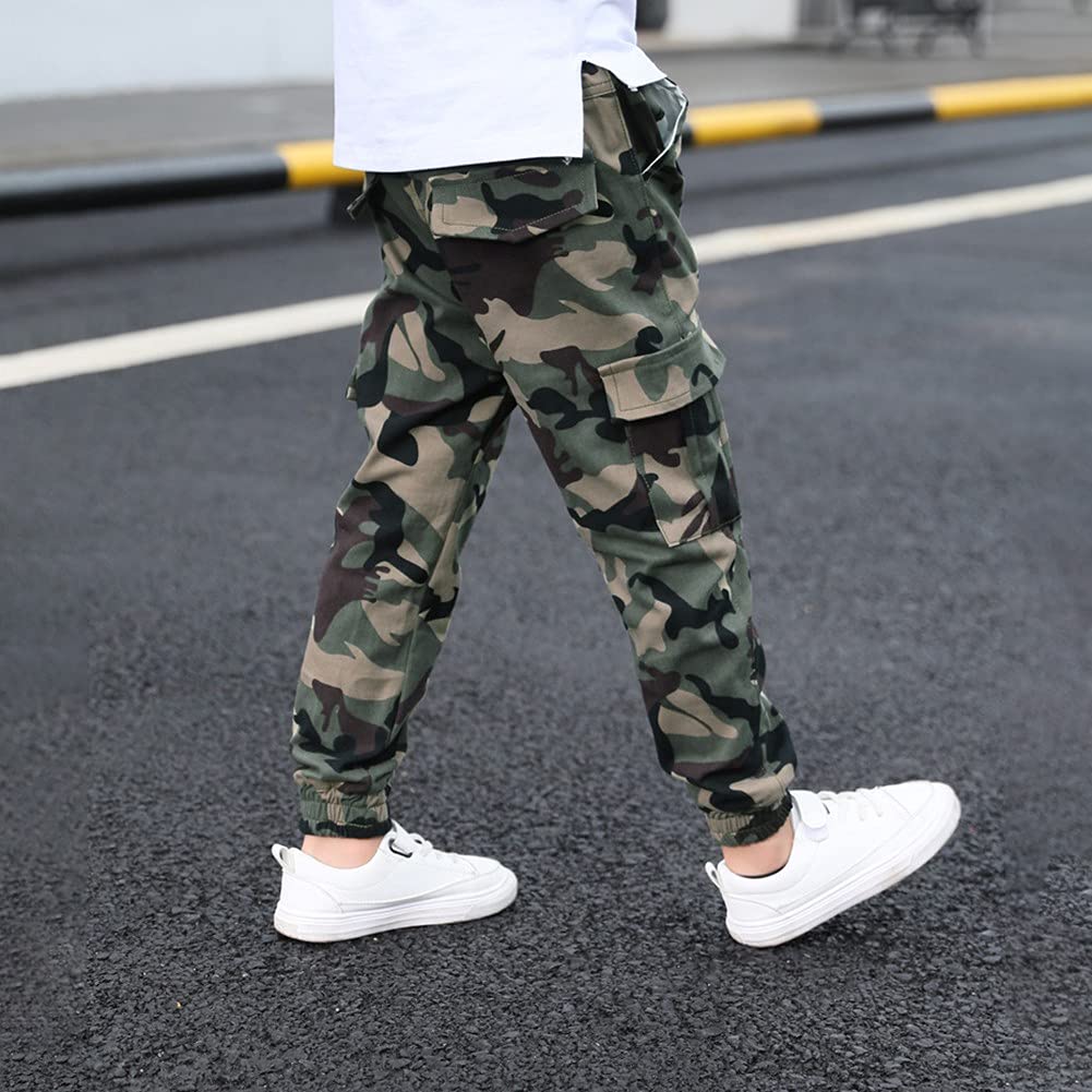 Rolanko Pantalones Cargo para Niños, Pantalones de Uniforme Escolar con Cintura Elástica para Niños de 6 a 14 Años