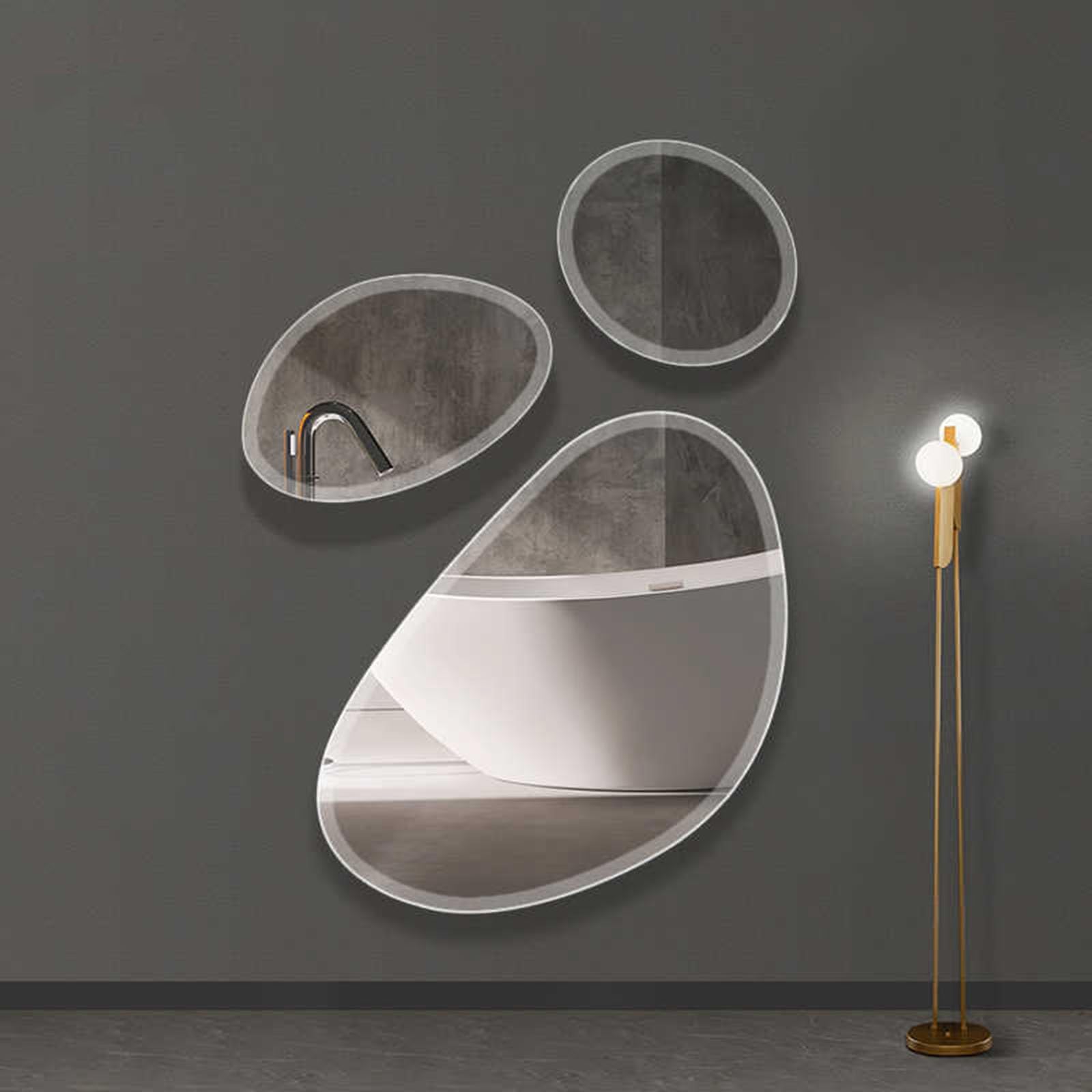 SXFSDOU Irregular Bathroom Mirror Set, Asymmetrical Beveled Edge Design, Decorative Mirrors for Living Room, Bathroom, Bedroom, Entryway