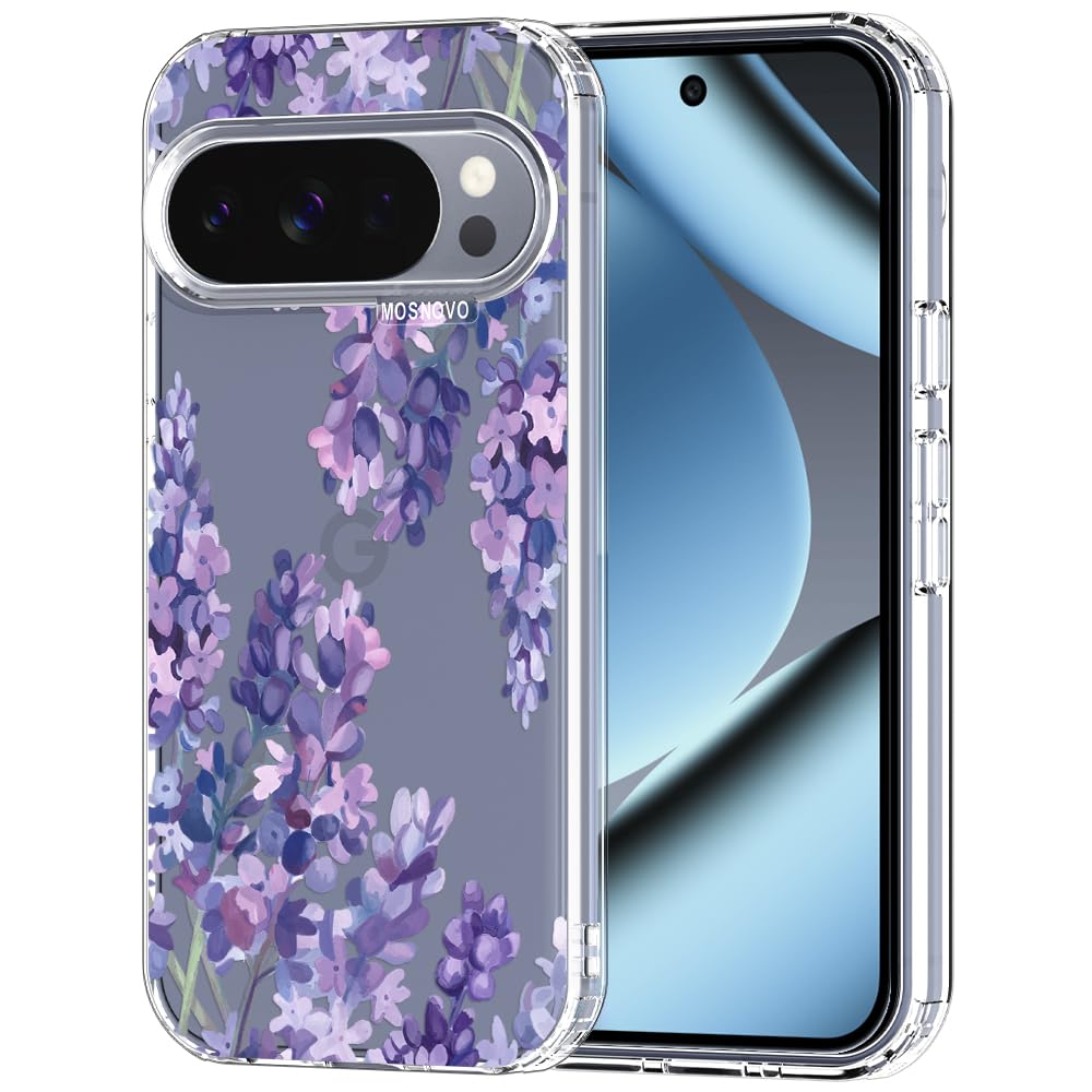 MOSNOVO Case for Google Pixel 9 & Pixel 9 Pro, [Buffertech 6.6ft Military-Grade Drop Protection] [Anti Peel Off Tech] Clear TPU Bumper Phone Case Cover Design - Great Wave — view 77