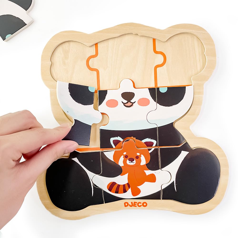 【おまけ】木製ジグソーパズル パンダ 動物 知育玩具 Amazon.co.jp: DJECO 木製パズル 動物 9ピース 型はめ 形合わせ 知育