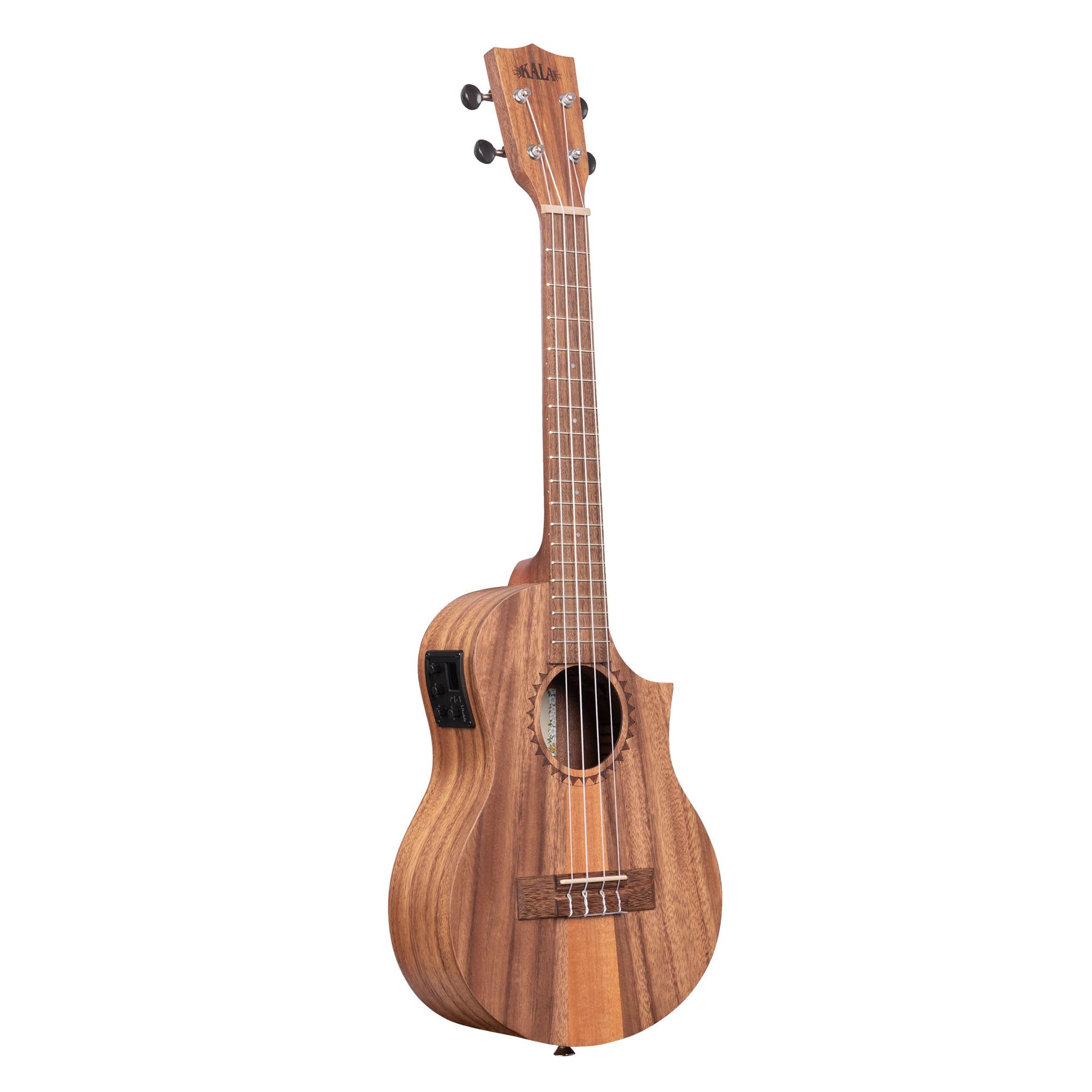 Kala Ukulele tenore tri-top in teak con cutaway ed equalizzazione, ukulele soprano acustico-elettrico, corpo in mogano, ideale per tutti i livelli di abilità, ottimo suono per principianti e