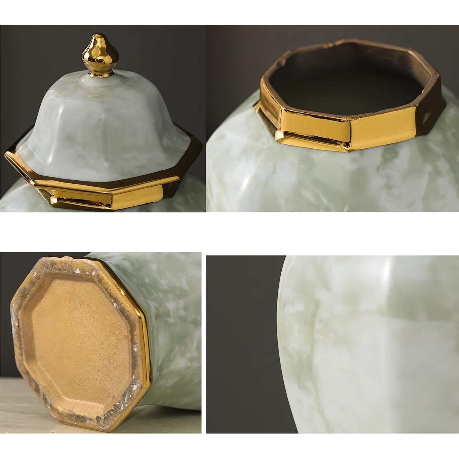Ceramiczny wazon na imbir, ozdoby do pokoju biurowego, dekoracja willi w stylu Jingdezhen, nowoczesny(Green,L)
