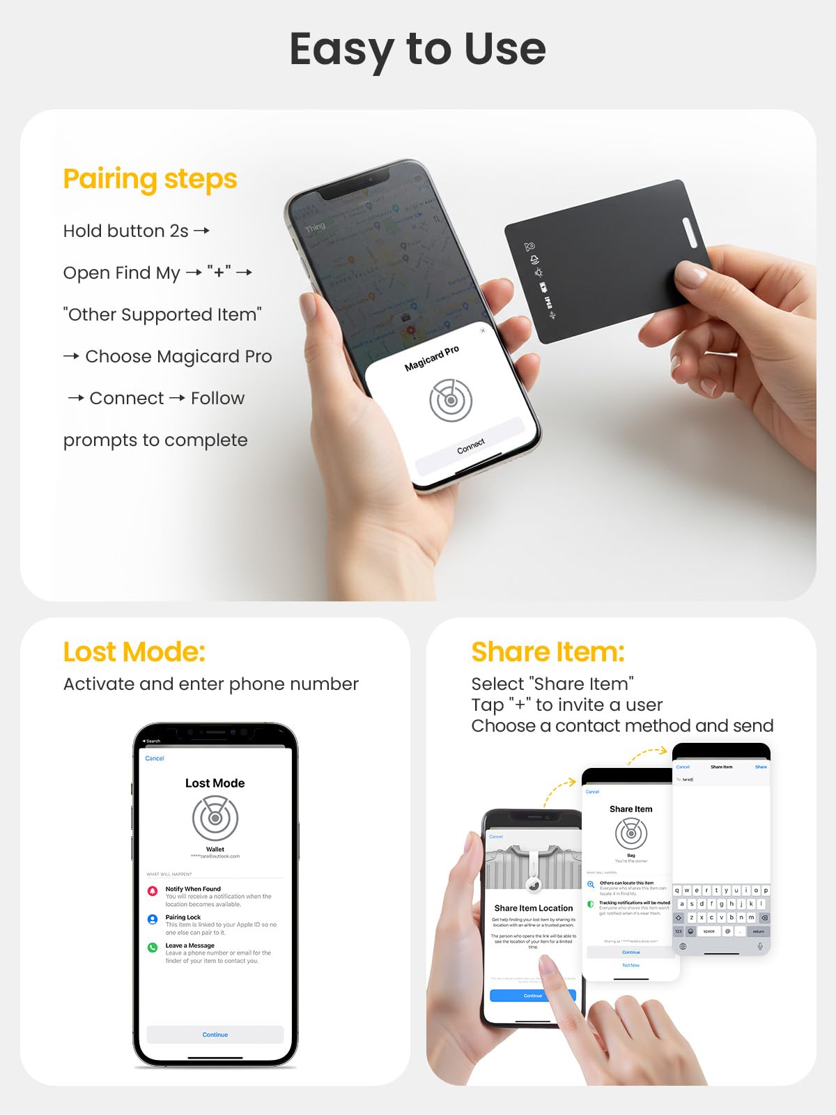 LOXP Lot de 2 cartes de suivi de portefeuille, fonctionne avec Apple Find My [certifié Apple MFi, iOS uniquement], localisateur GPS fin de 1,65 mm, étanche IP68, rechargeable sans fil pour