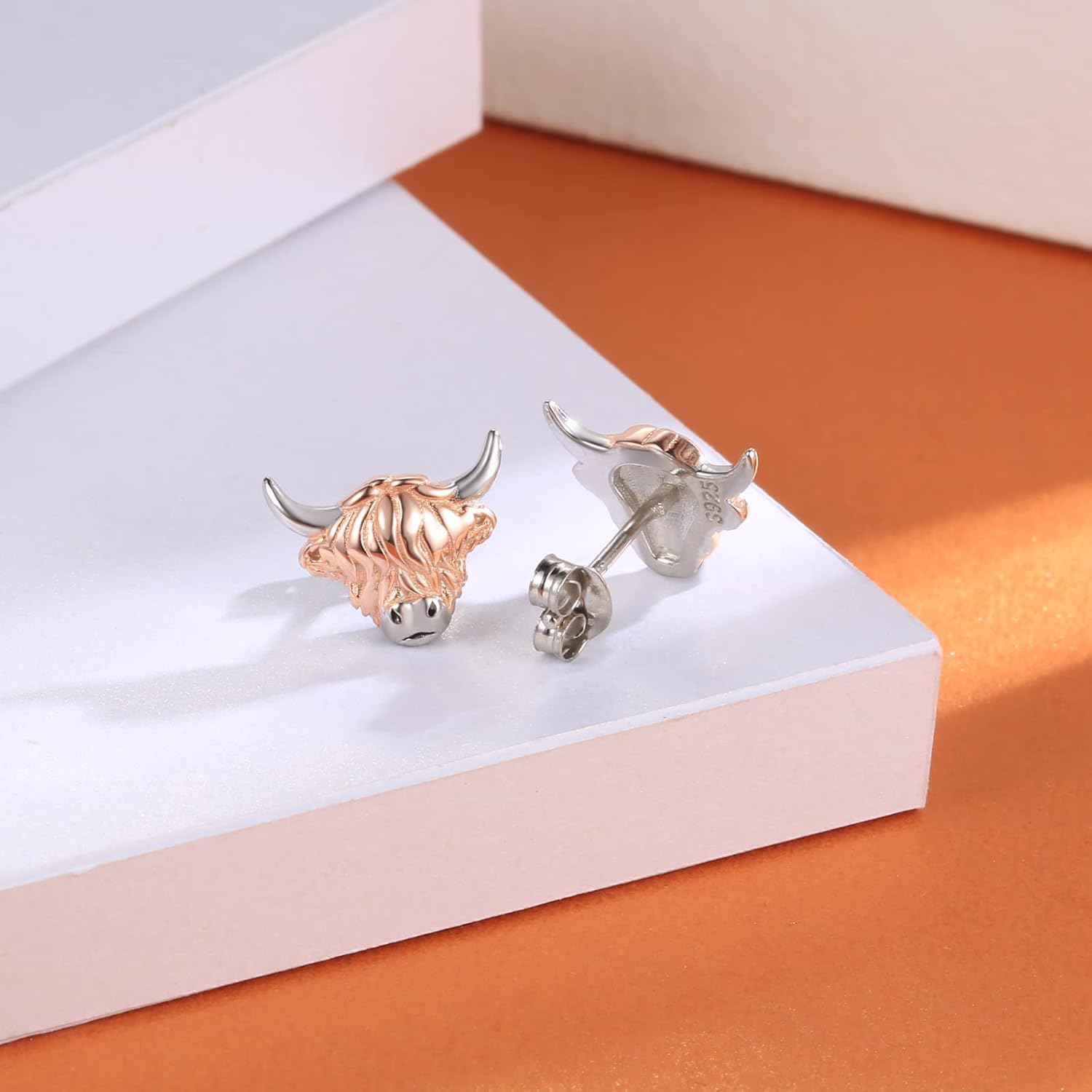 925 Sterling Silver Dragon Highland Cow Axolotl Horse Penguin Fox Manatee Pig Bunny Earrings Stud Hypoallergenic Cute Animal Jewelry Gifts for Women