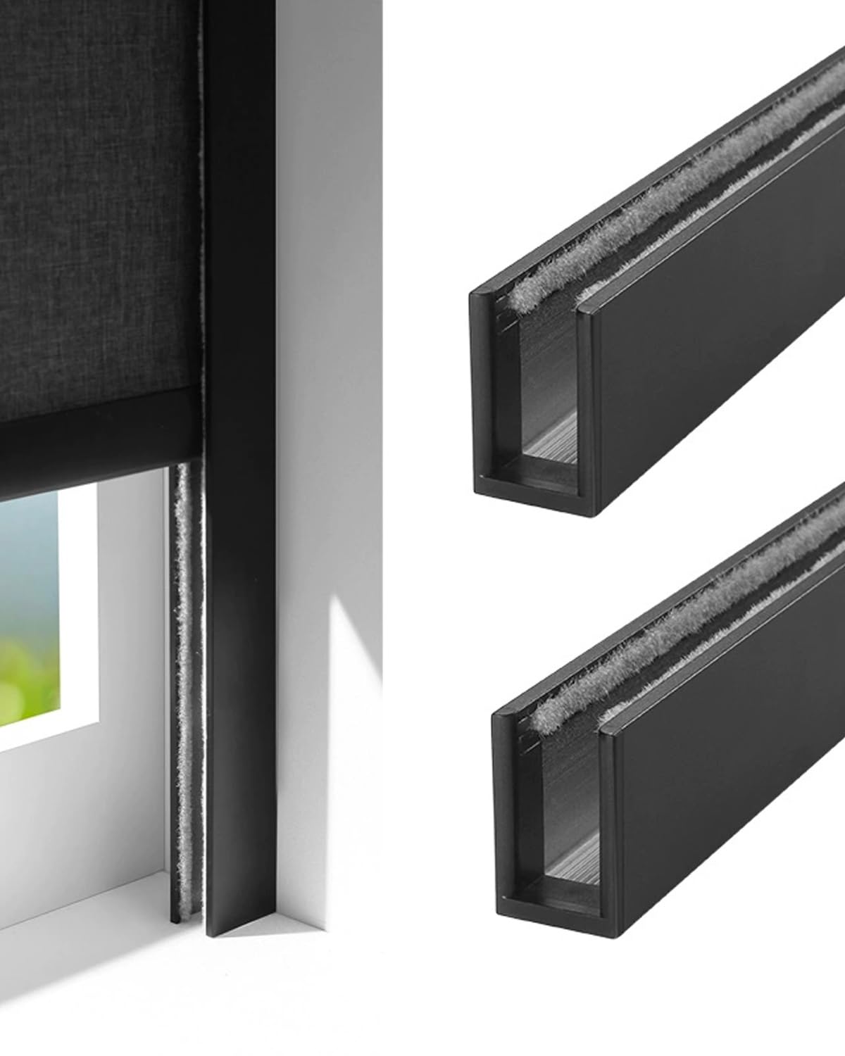 Bloqueurs de lumière en alliage d'aluminium pour stores enrouleurs, fenêtres de bureau, bandes occultantes, 91,4 cm, solution de blocage de la lumière, accessoires Bli U noir