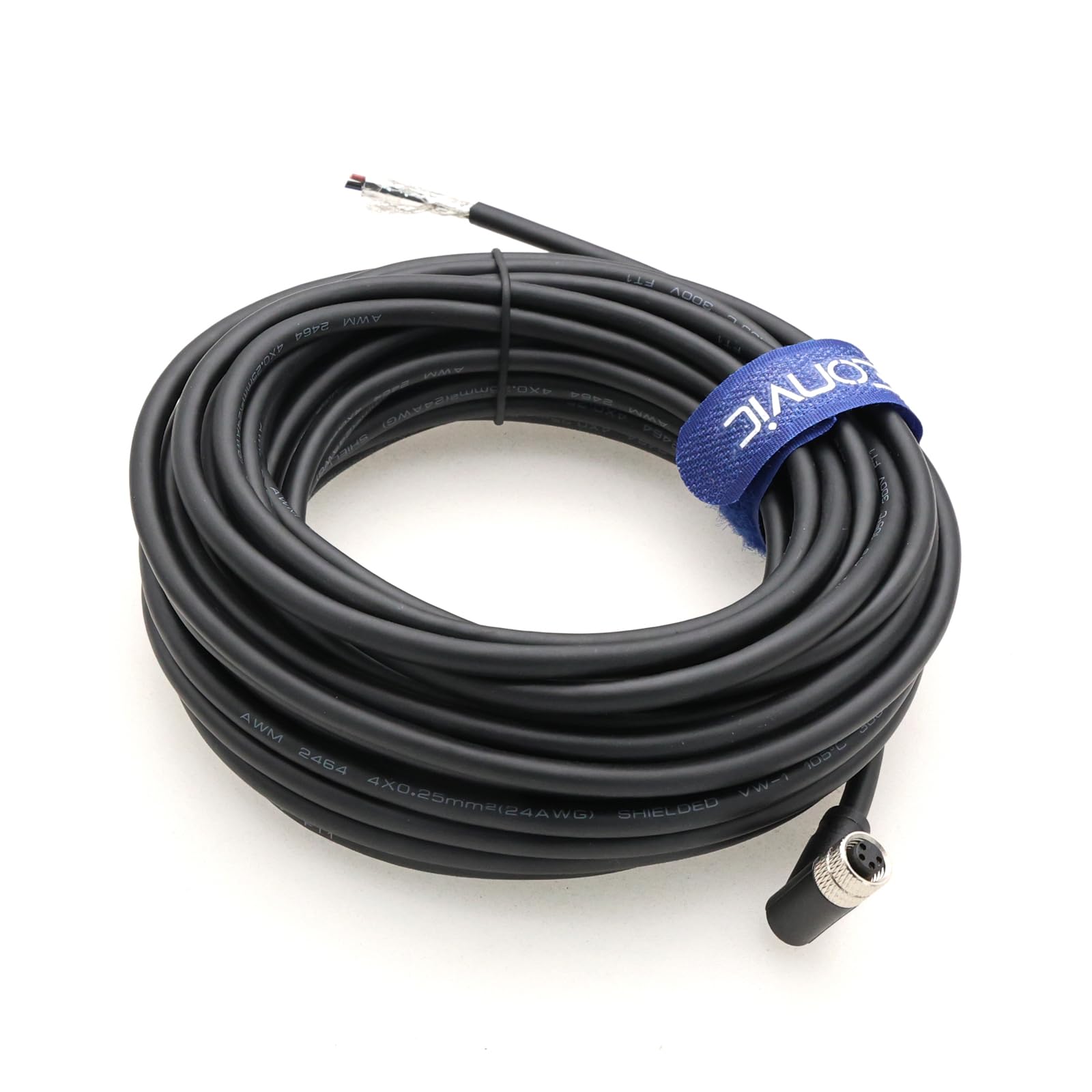 Eonvic Industrial M8 4 Pin A-Code Female Right Angle to Open Connector Molded Shielded Aviation Sensor Cable Waterproof IP67 Cat 5e High Flex Cable 10M - Image 4