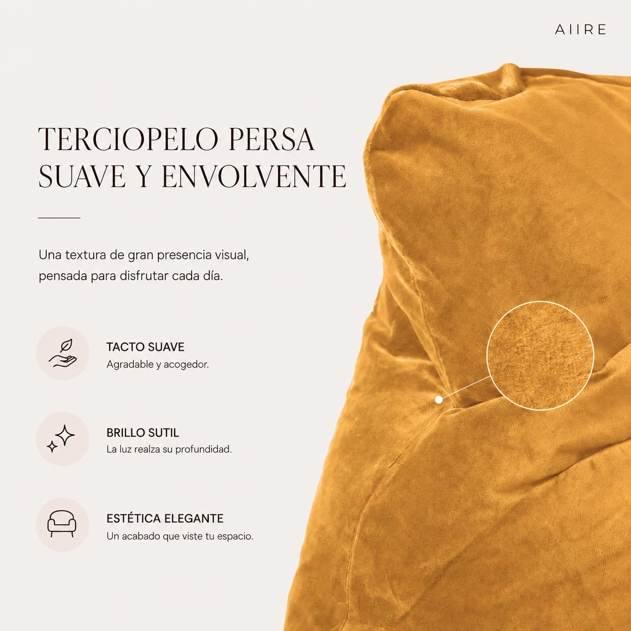 Aiire Relaxo Sitzsack XXL für Kuschelecke - Bean Bag Design aus Samtstoff mit Füllung - Riesen Sitzsäcke Erwachsene, Sitz Sack Flauschig - Bodenkissen Grob, Bodenstuhl, Bodensessel Gelb